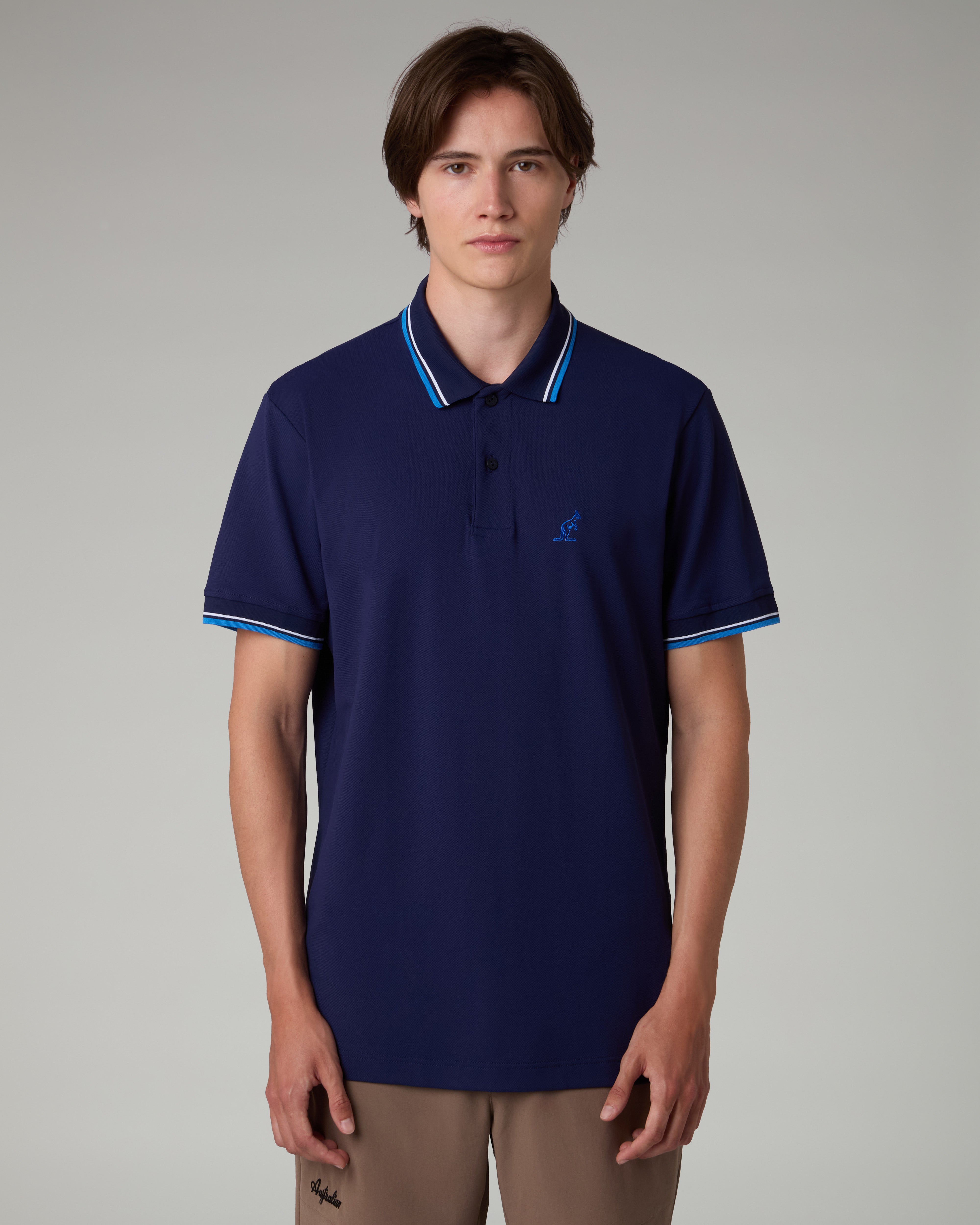 australian-2-stripes-polo-shirt-league-blu-cosmo image 1