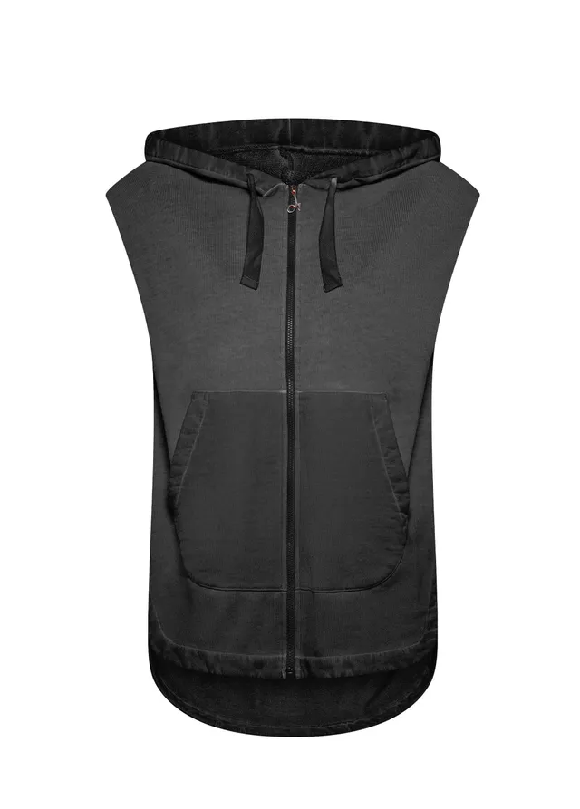 deha-felpa-smanicata-con-zip-effetto-sfumato-nero-gilet-hoodie-cotone-organico image 1