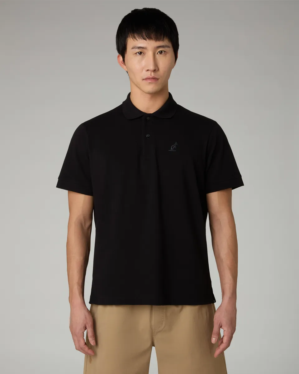 australian-easy-polo-in-piquet-elasticizzato-nero-made-in-italy image 1
