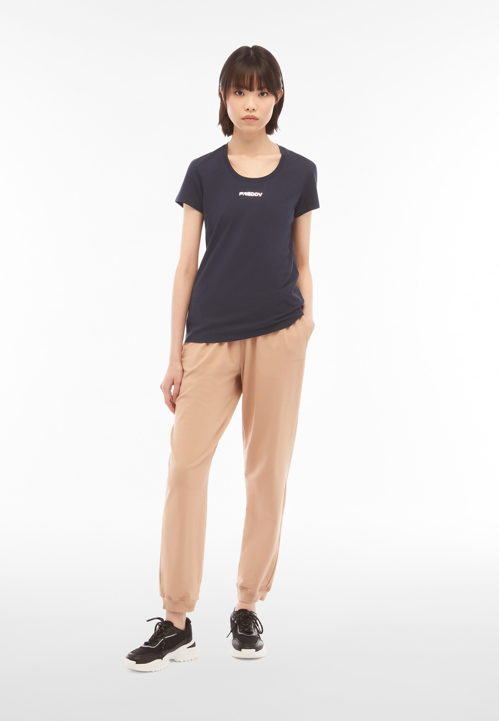 freddy-pantaloni-joggers-donna-in-jersey-con-elastico-logato image 2