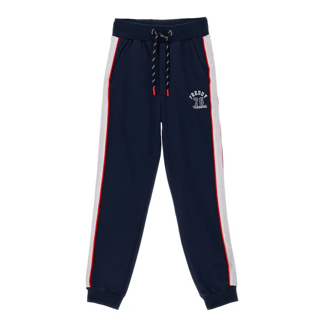 freddy-pantaloni-sportivi-in-felpa-100-cotone-con-bande-laterali-e-piping image 1
