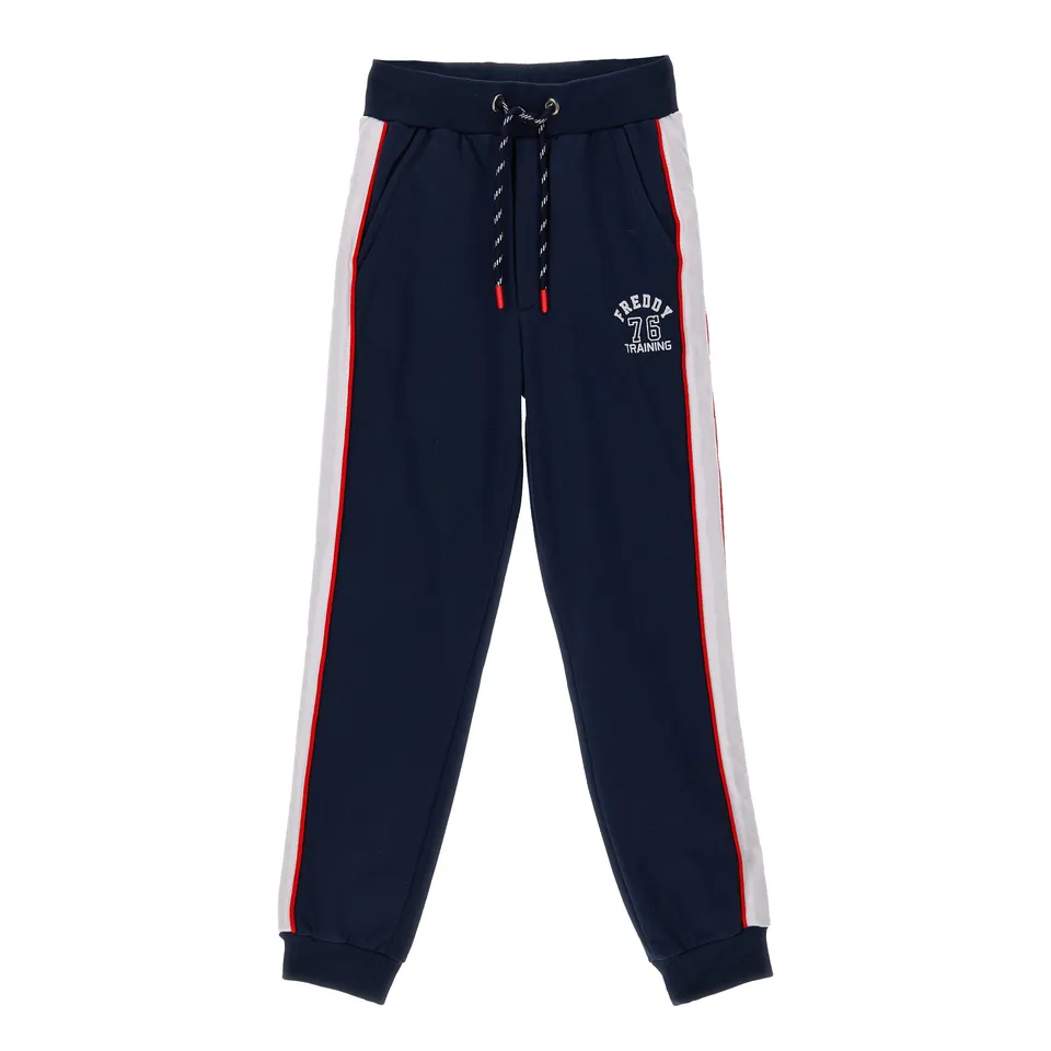 freddy-pantaloni-sportivi-in-felpa-100-cotone-con-bande-laterali-e-piping image 1