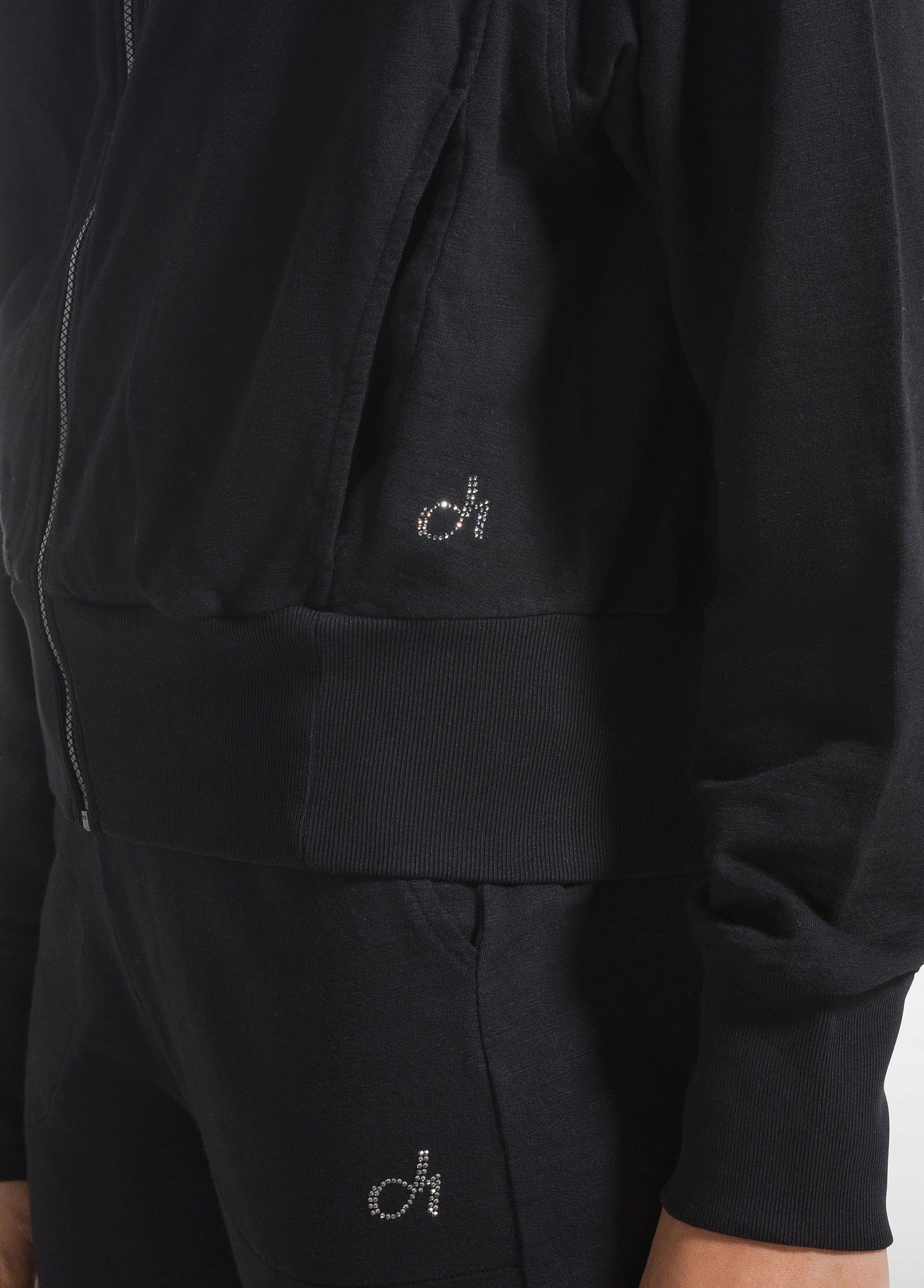deha-felpa-full-zip-in-cotone-fiammato-nero image 3