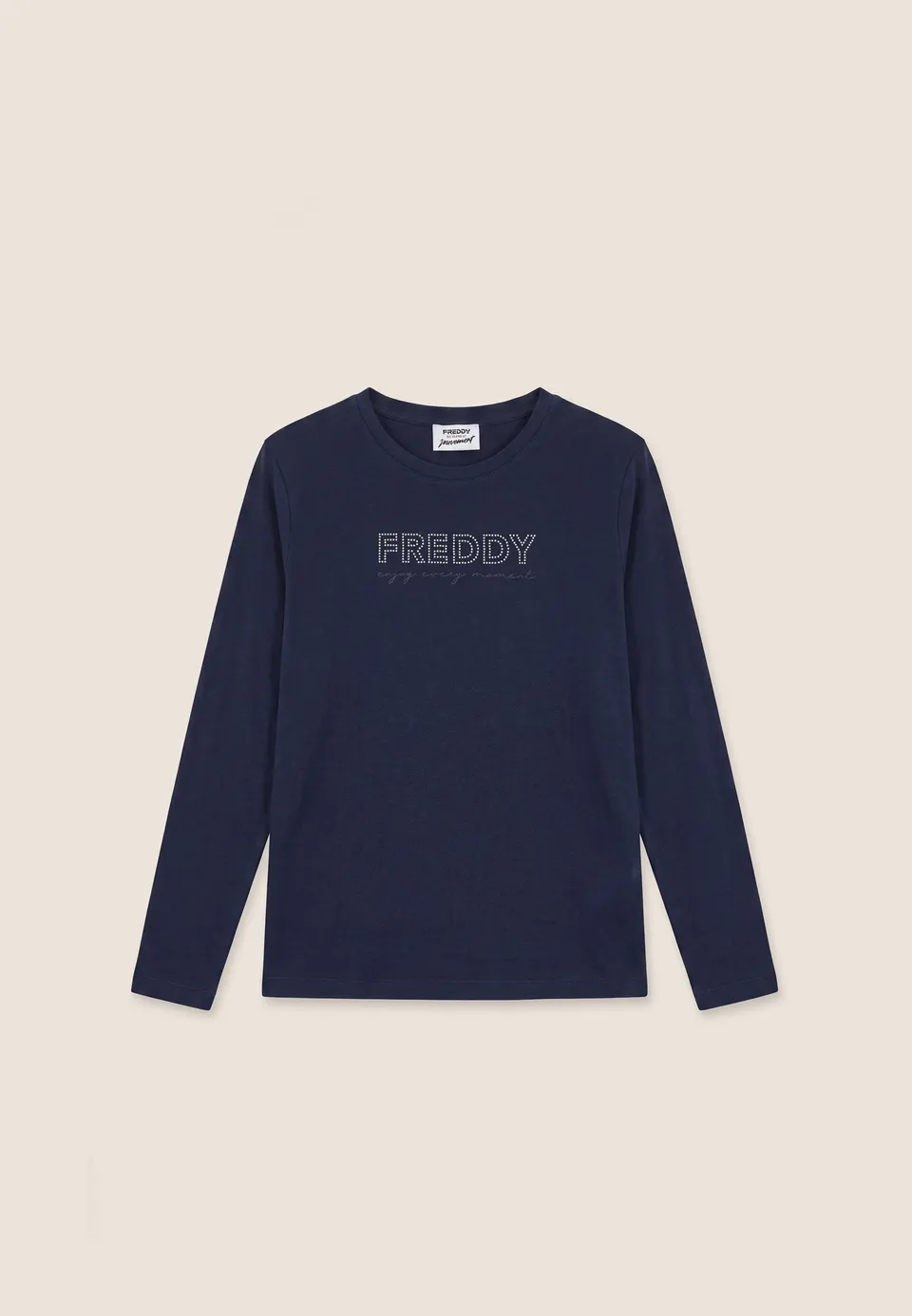 freddy-t-shirt-donna-manica-lunga-in-cotone-con-logo-in-perline image 1