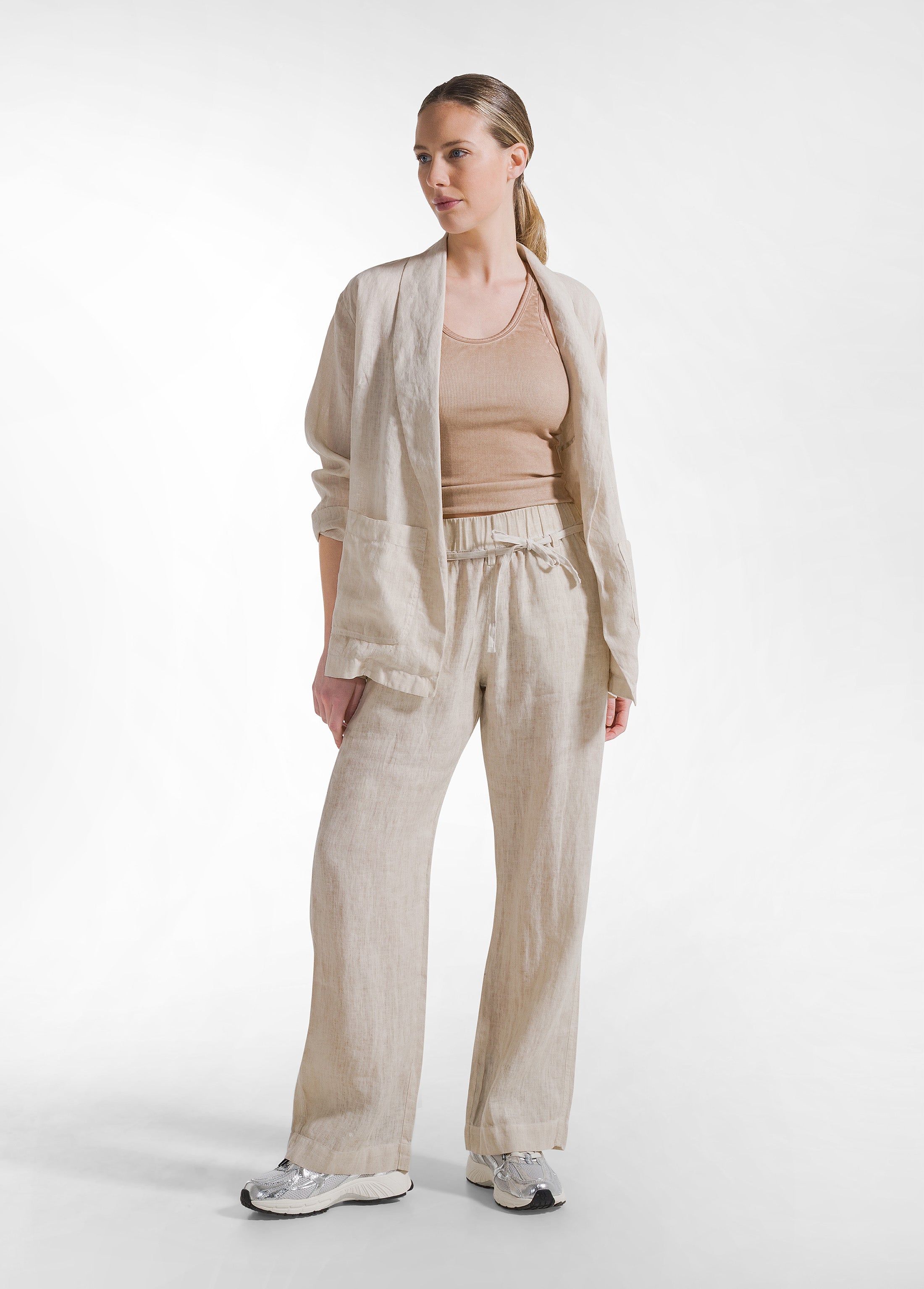 deha-blazer-in-lino-effetto-sfumato-beige-d42580 image 4