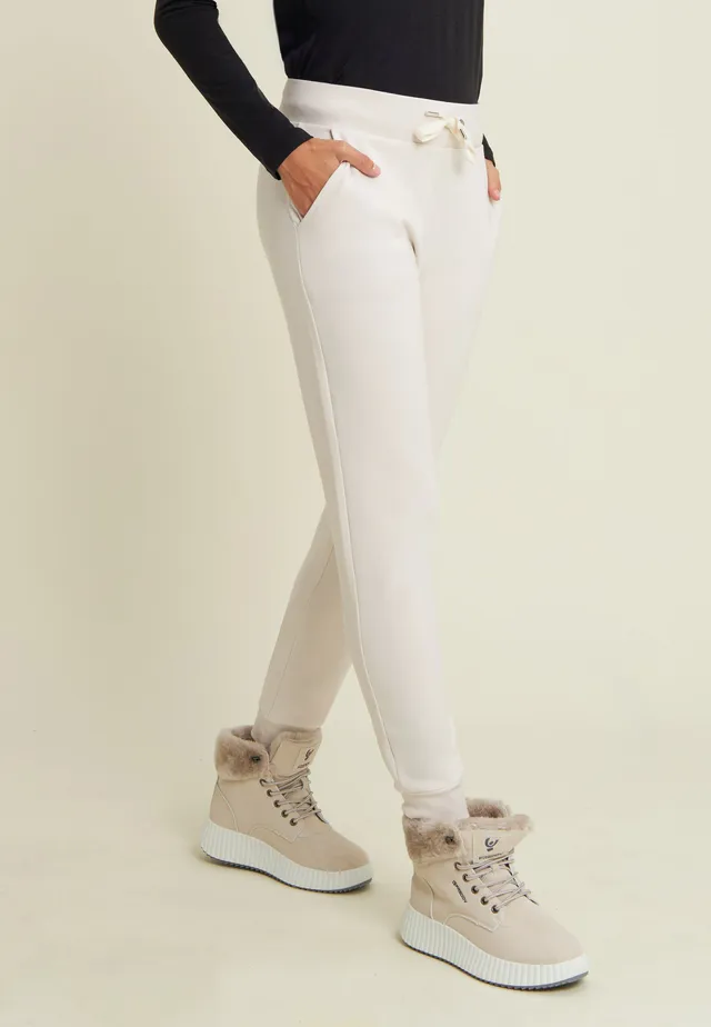 freddy-pantaloni-sportivi-donna-in-felpa-modal-con-polsini-e-strass-bicolore image 1