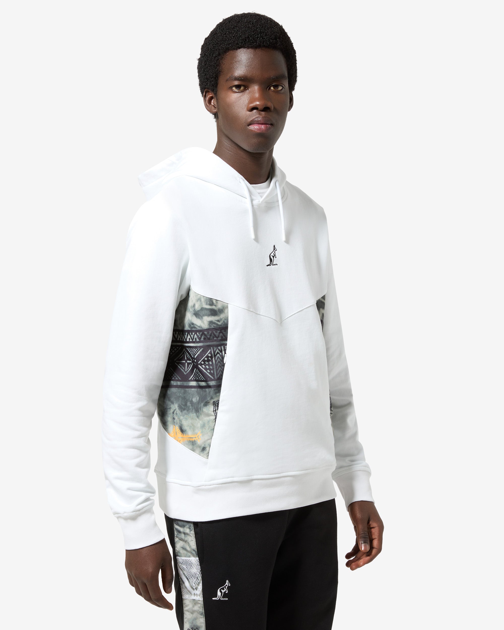 australian-ethnic-hoodie-felpa-cotone-con-cappuccio-bianca image 1