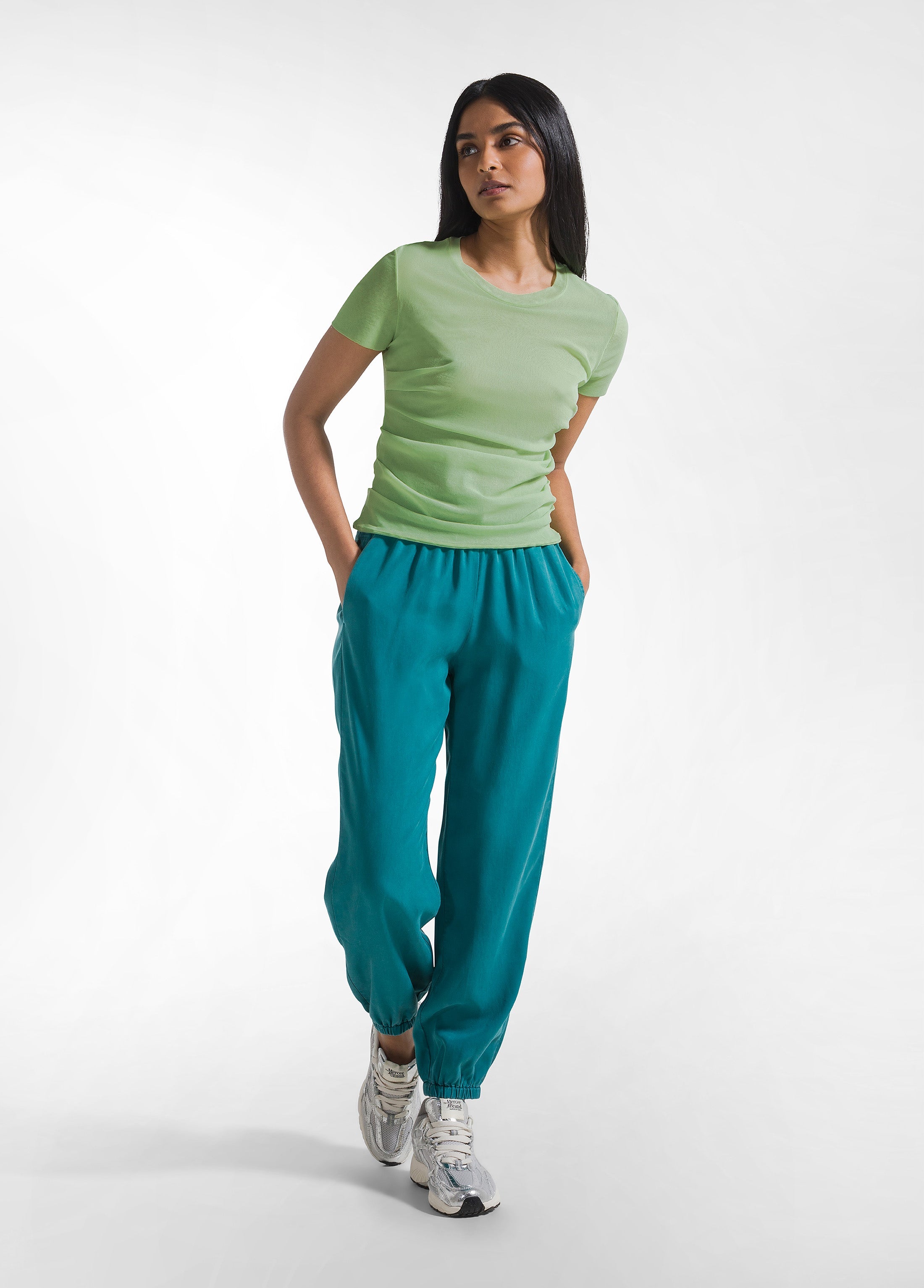 deha-d42760-t-shirt-plissettata-in-doppio-strato-di-tulle-verde image 4