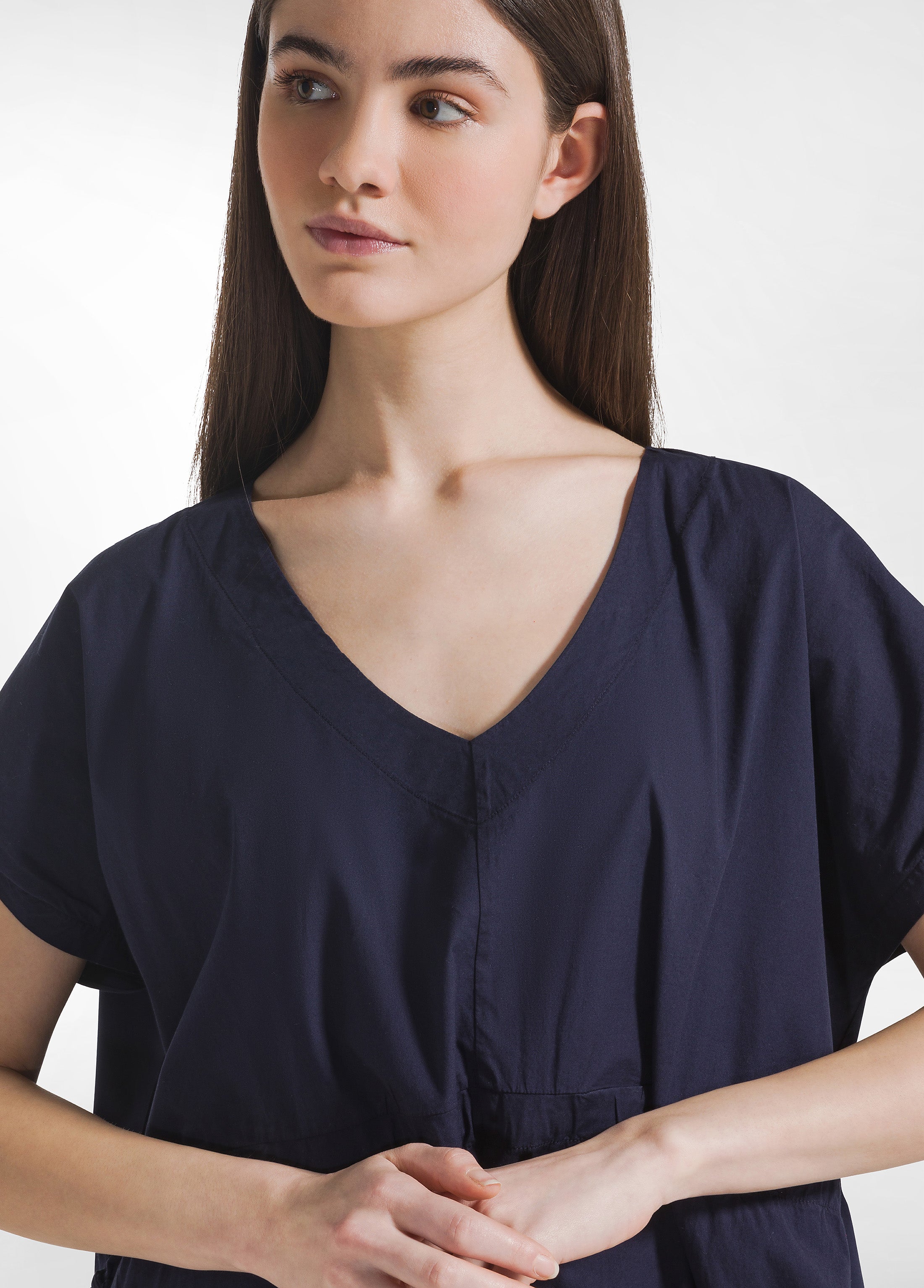 deha-abito-in-popeline-con-coulisse-blu-vestito-ampio-cotone-stretch image 4