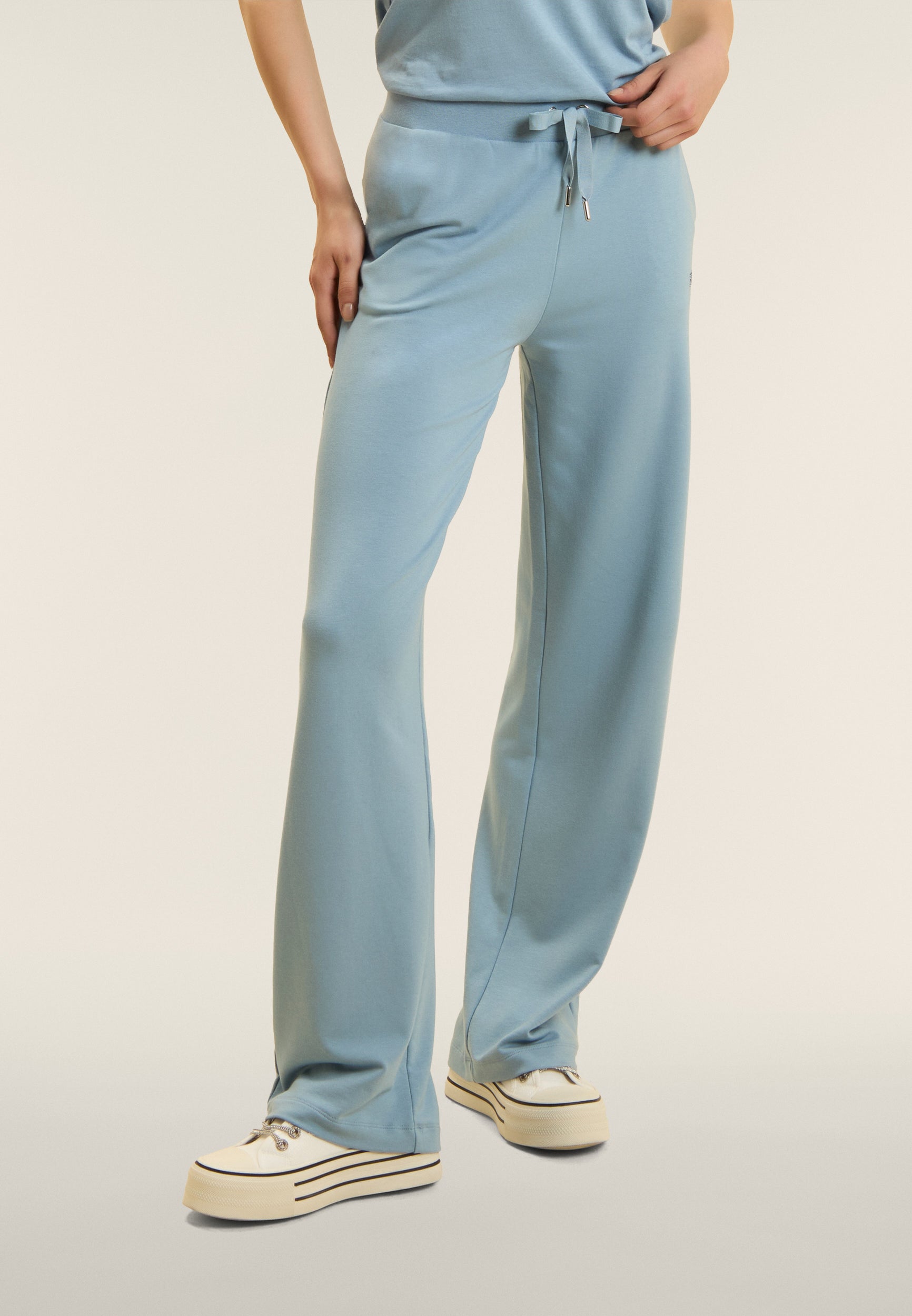 freddy-pantaloni-sportivi-wide-leg-con-strass-in-french-terry image 1