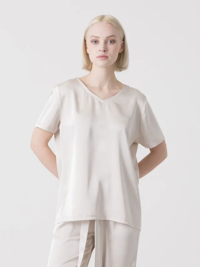 dimensione-danza-t-shirt-satin-donna-scollo-a-v-vestibilit-regular image 1