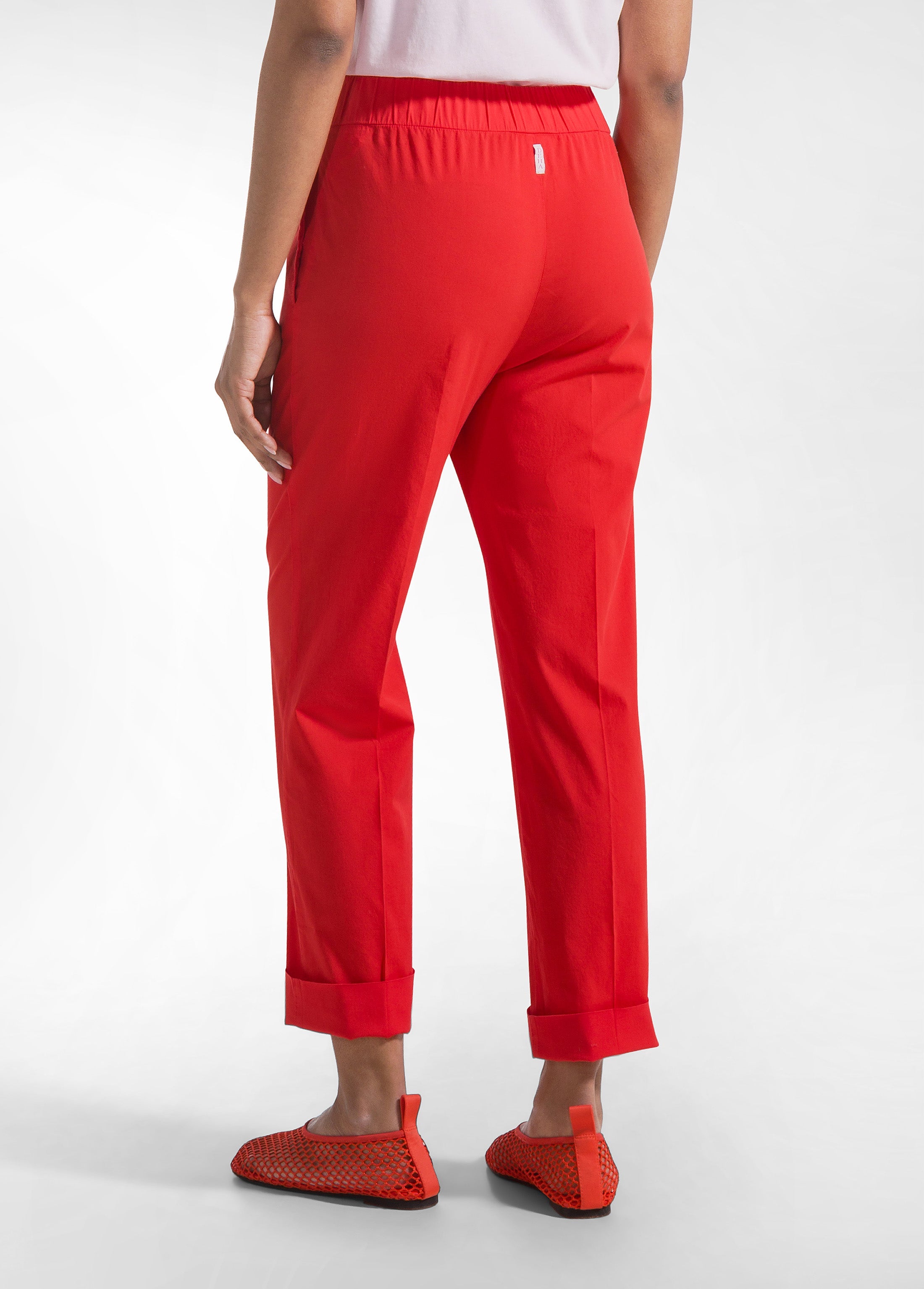 deha-d42557-pantaloni-dritti-in-popline-elasticizzato-rosso image 3