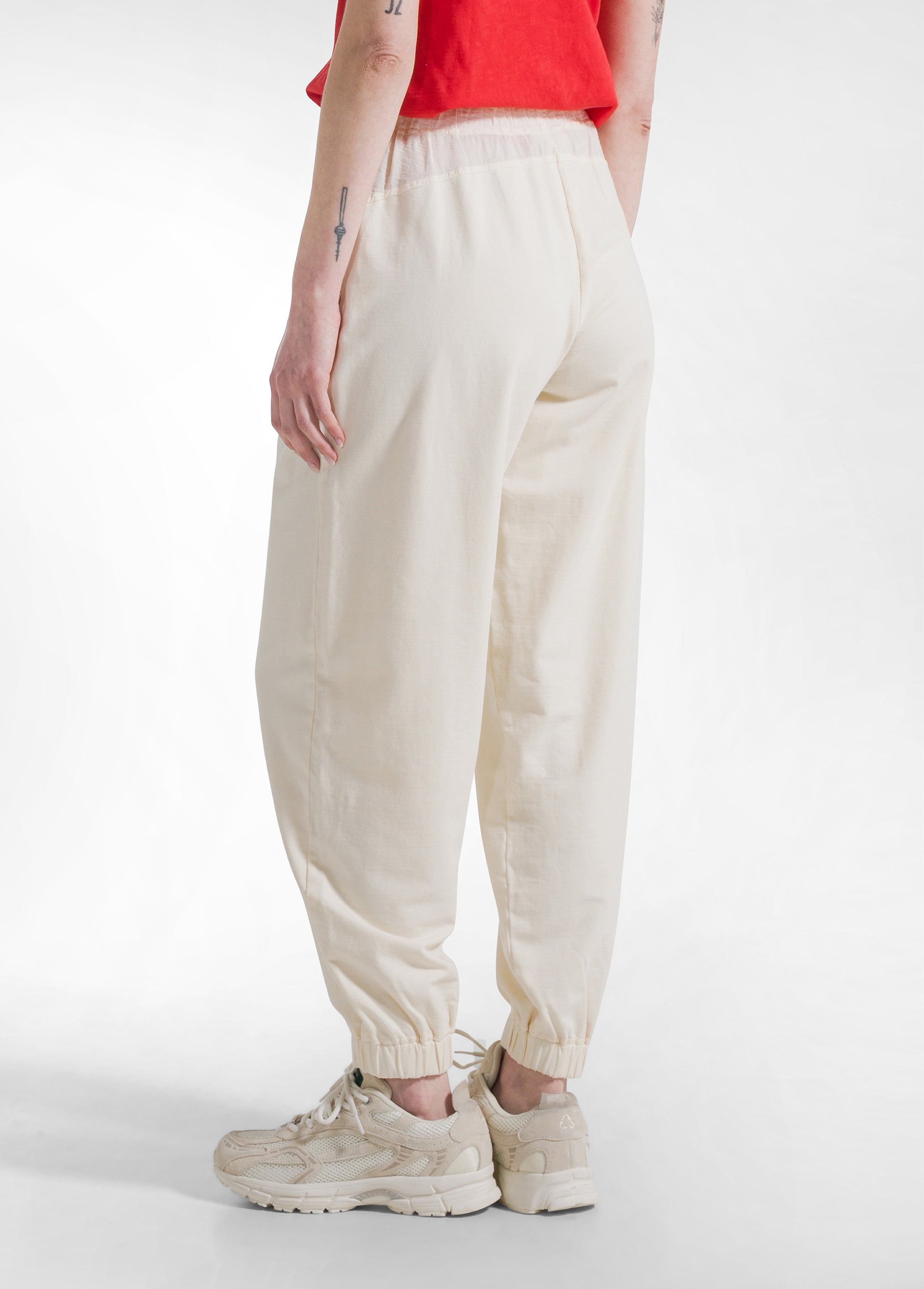 deha-jogger-pliss-in-felpa-organica-bianco-effetto-stropicciato image 3