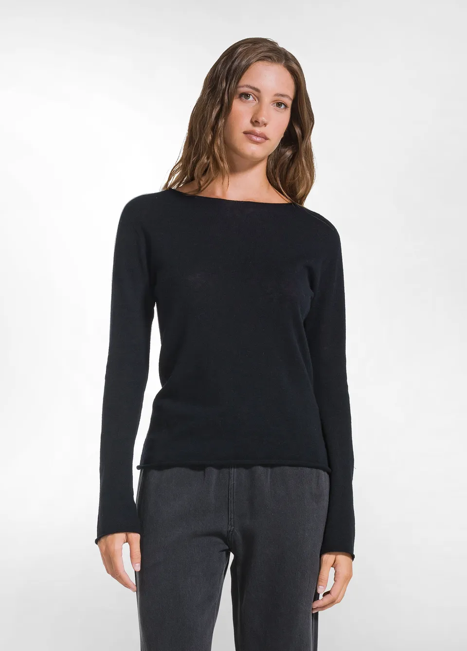 deha-maglia-girocollo-in-lana-leggera-nero-d52712 image 1