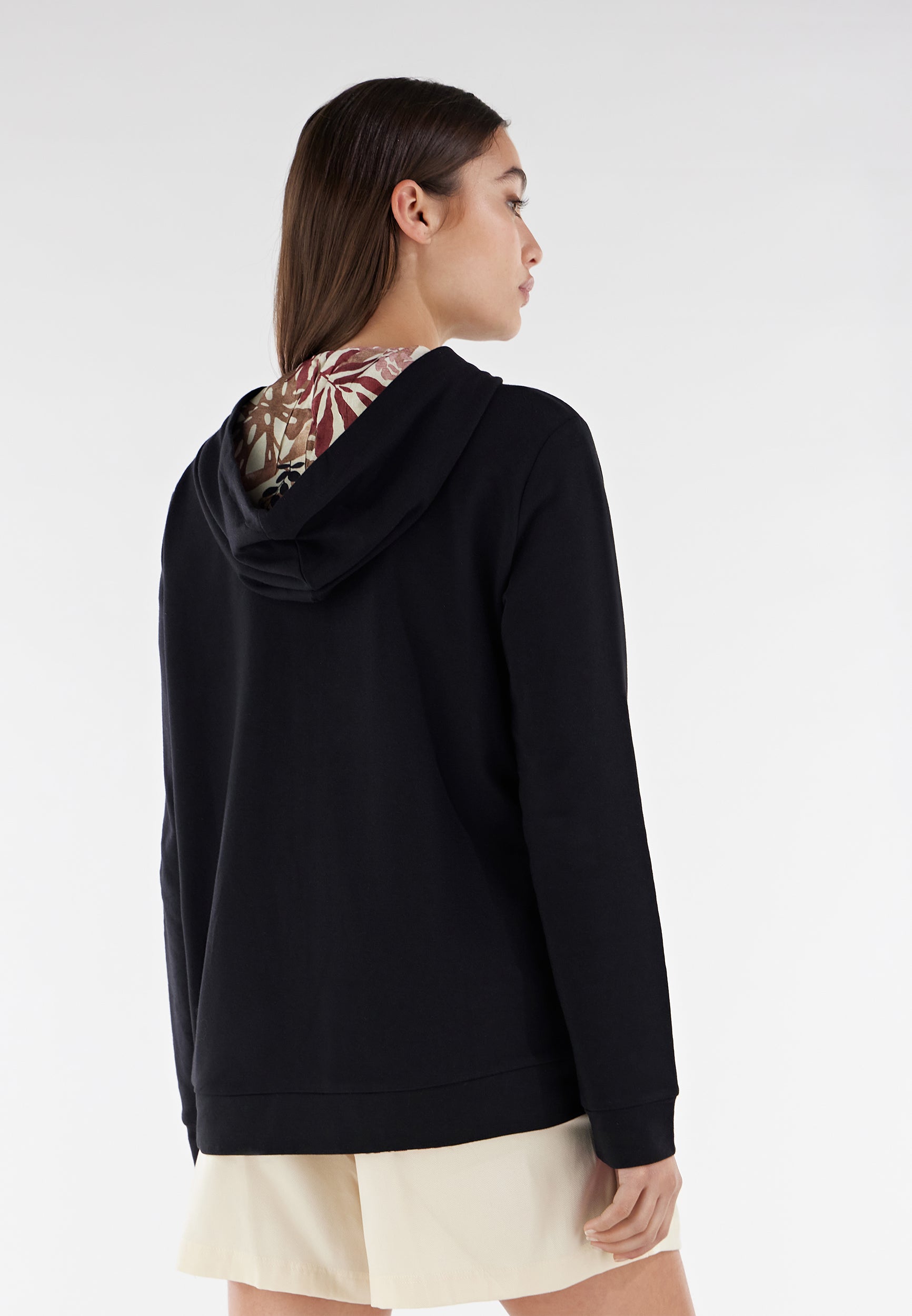 freddy-felpa-comfort-zip-cappuccio-interno-beige-donna image 2