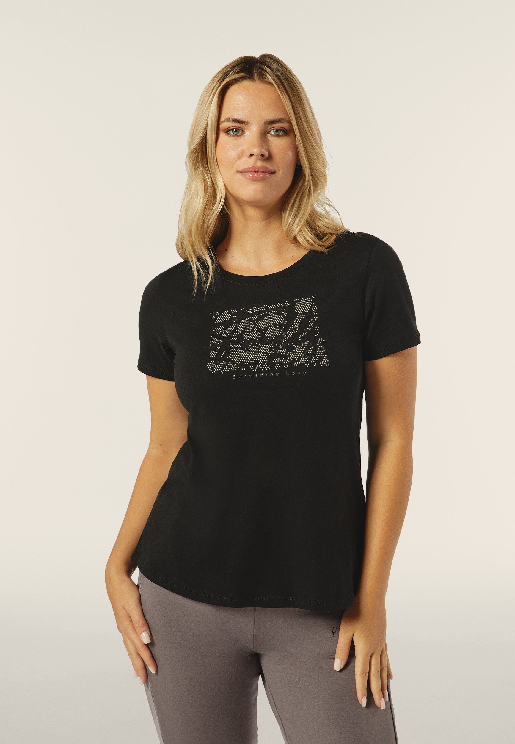 freddy-t-shirt-donna-comfort-fit-jersey-cotone-pima-con-strass image 1