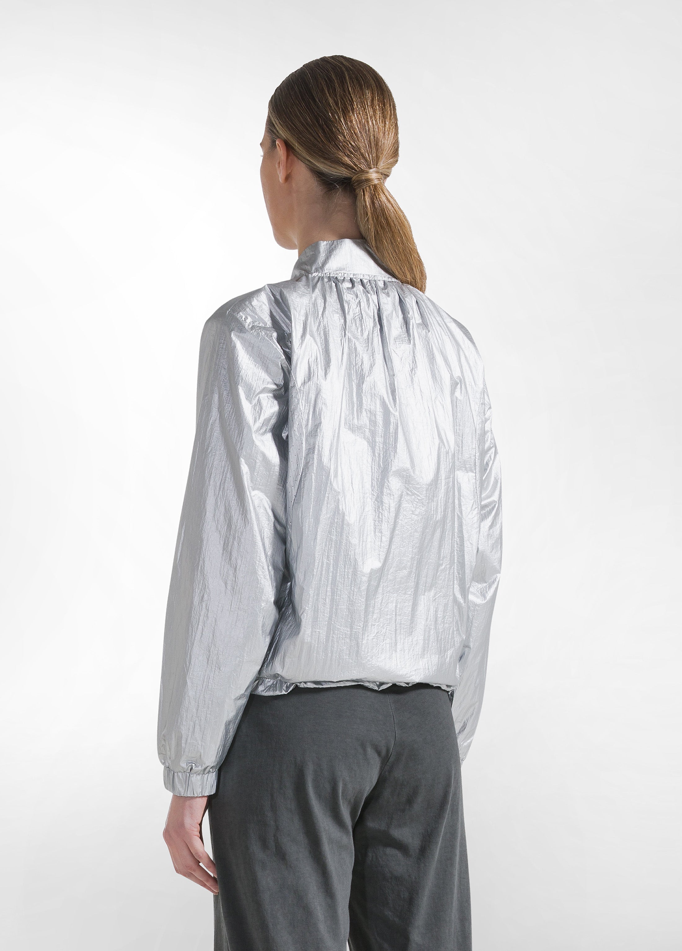 deha-bomber-collo-alto-d42431-grigio-giacca-nylon-metallico image 2