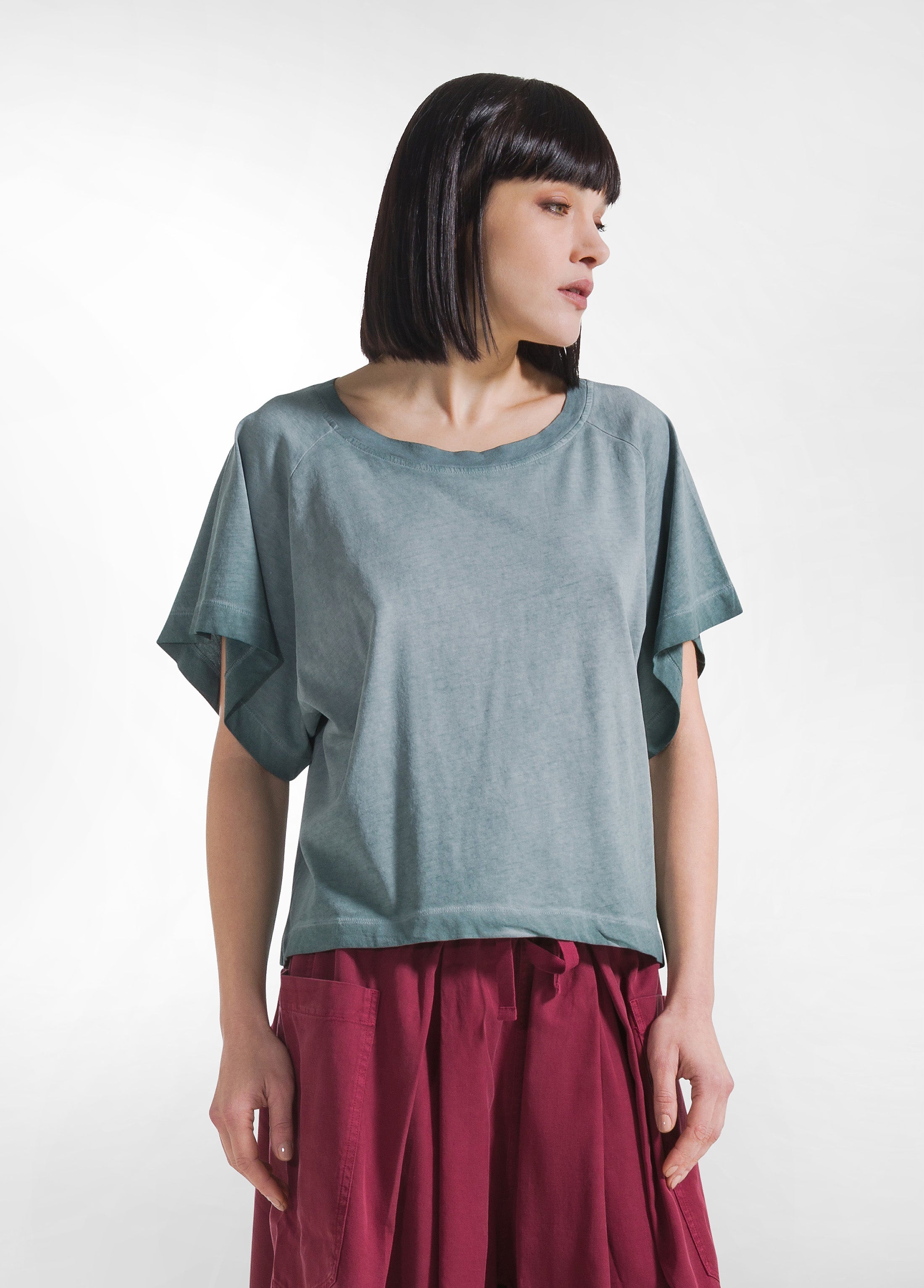 deha-t-shirt-effetto-sfumato-cotone-organico-verde-d42600 image 1