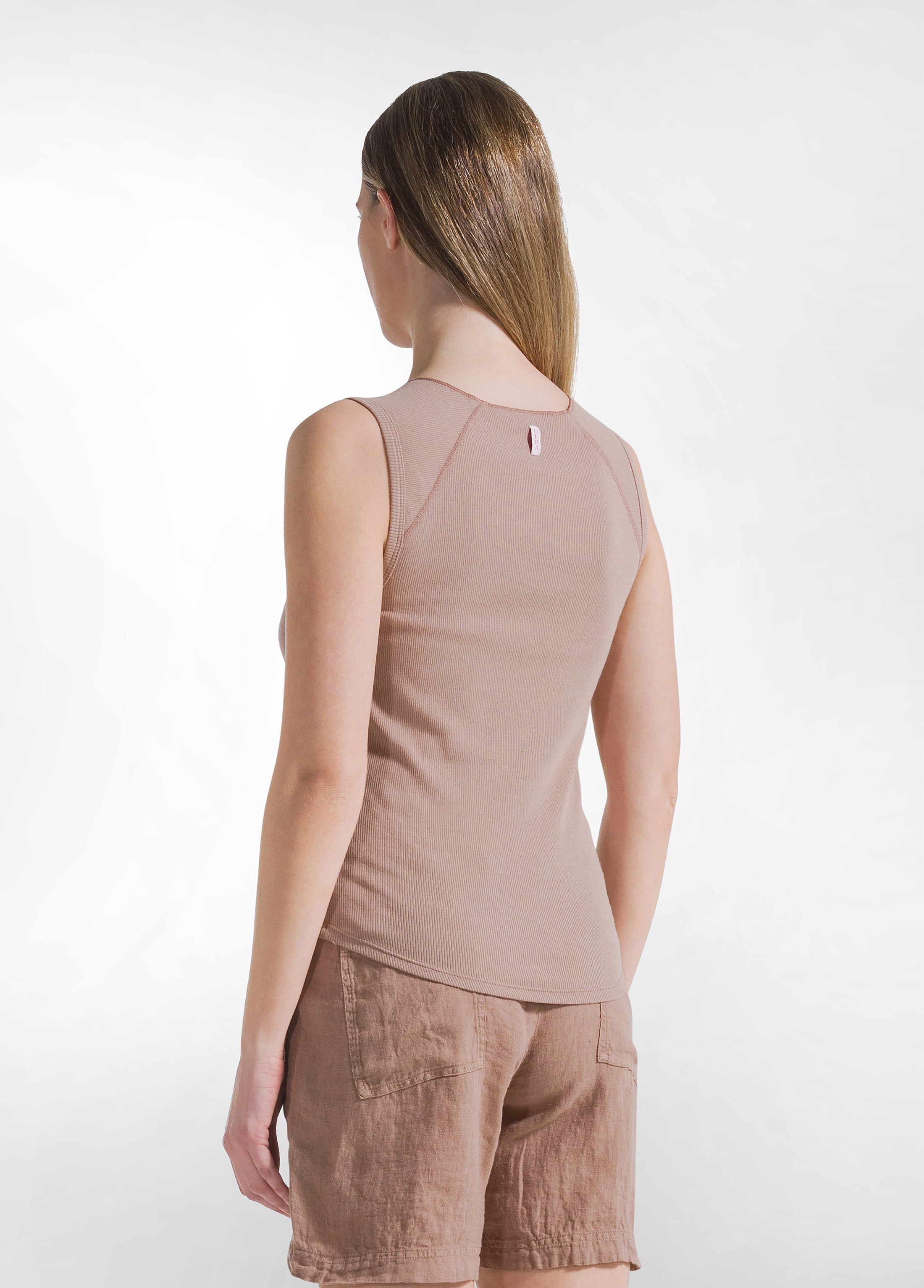 deha-canotta-a-costine-marrone-top-elasticizzato image 2