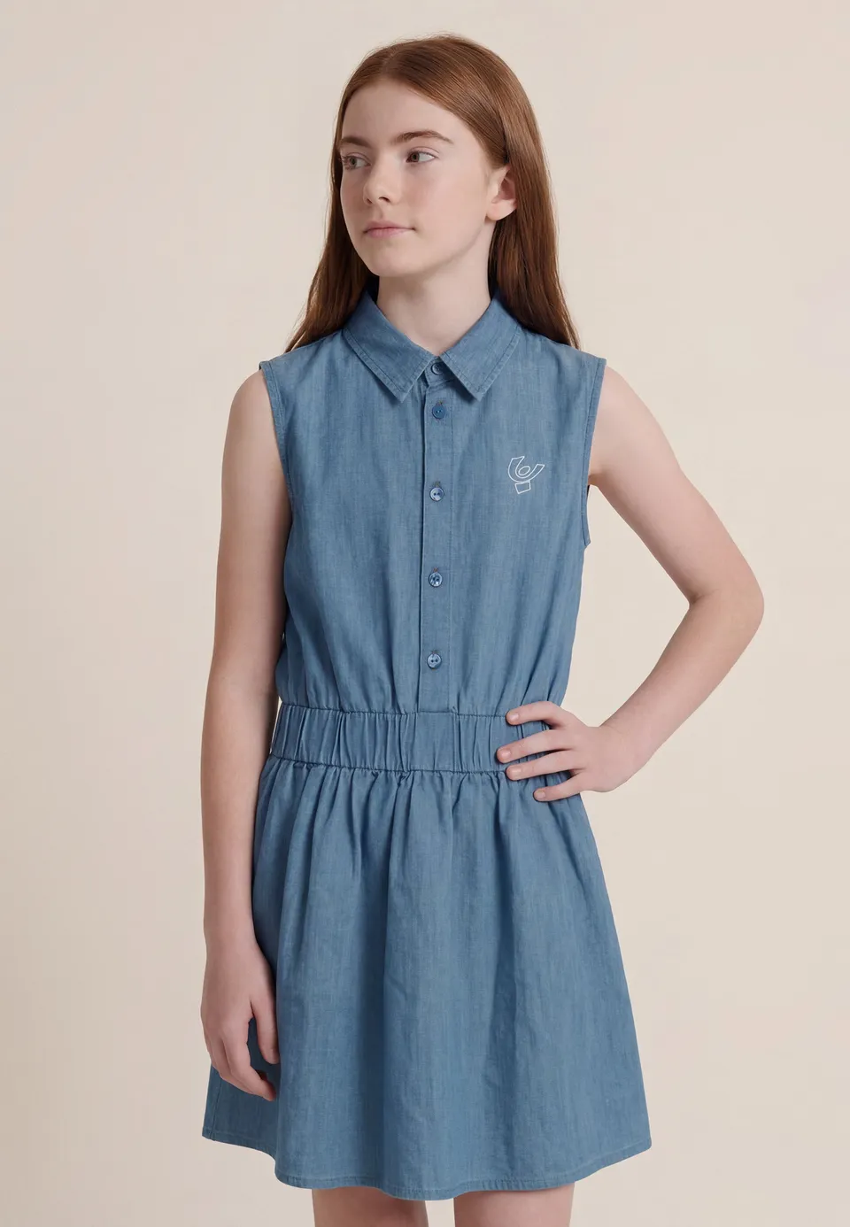 freddy-abito-smanicato-chambray-bottoni-bambina-e-ragazza image 1