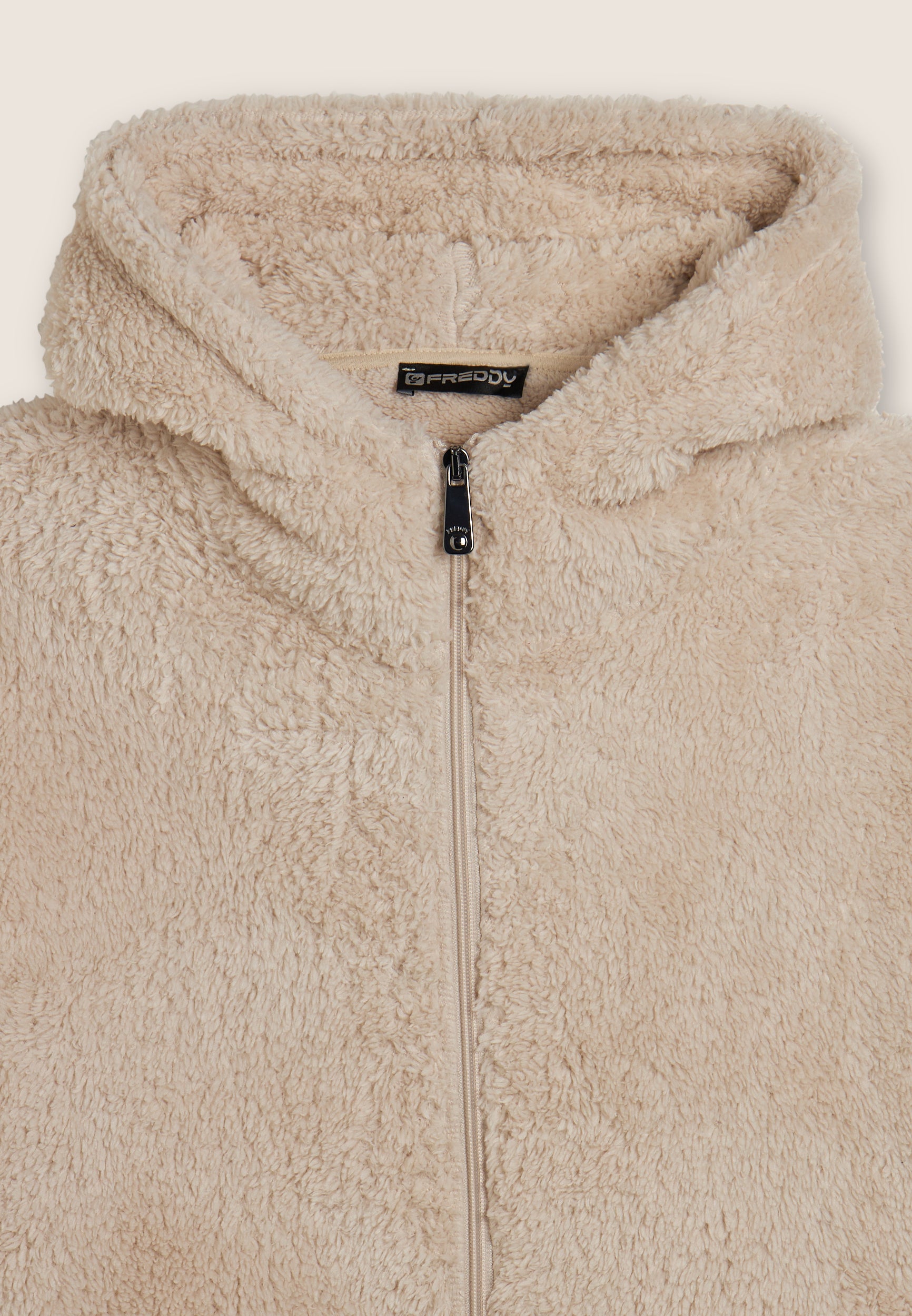 freddy-felpa-donna-in-pile-sherpa-con-cappuccio-e-zip image 7