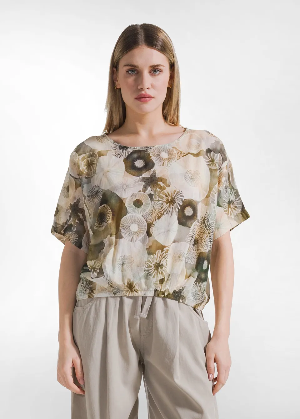 deha-d42533-top-donna-all-over-in-mussola-di-cotone-verde image 1