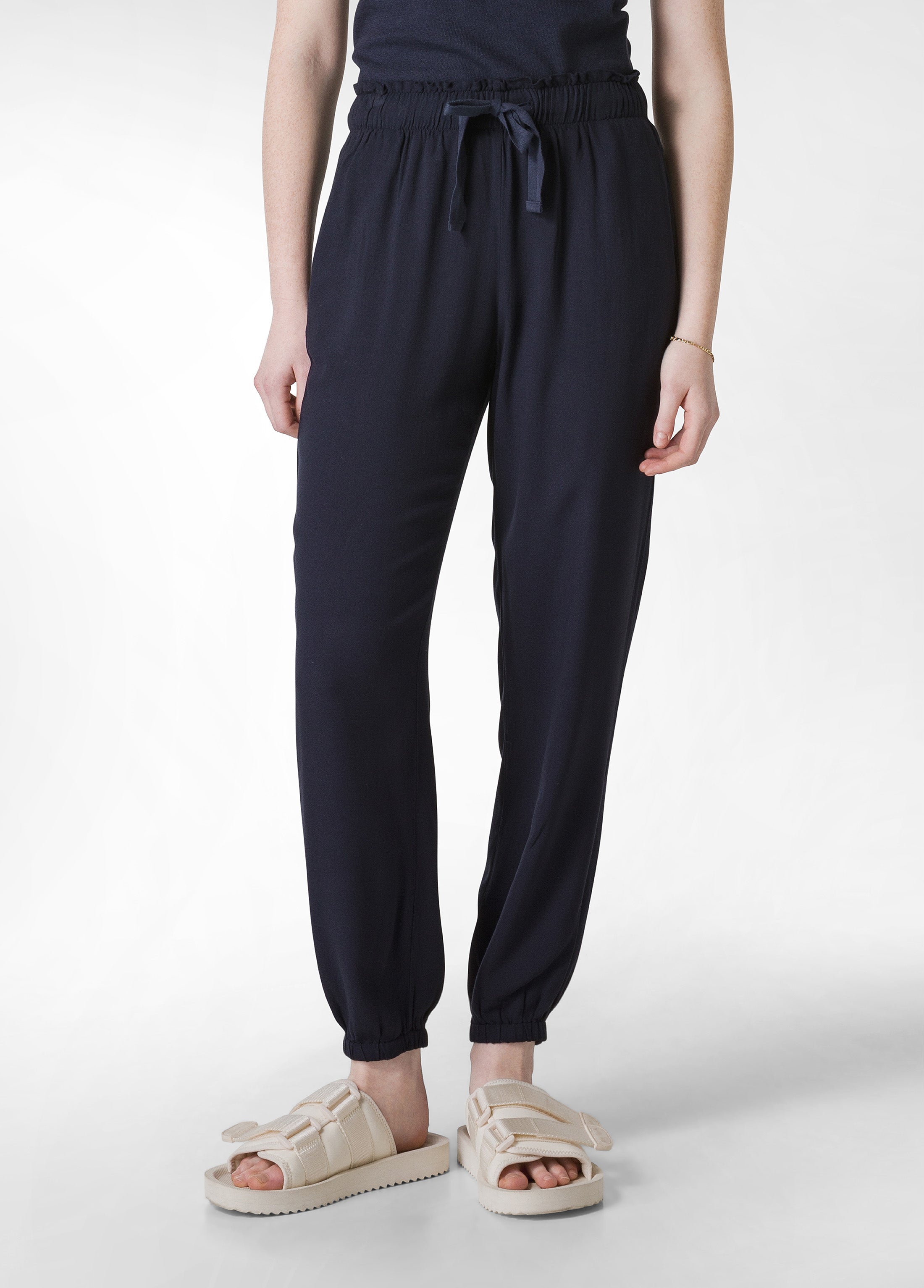 deha-a00636-pantalone-jogger-in-viscosa-crepe-blu-donna image 2