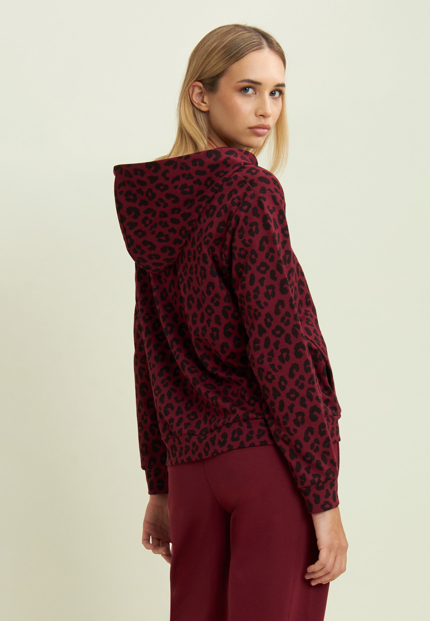 freddy-felpa-donna-leopardata-full-zip-con-cappuccio image 3
