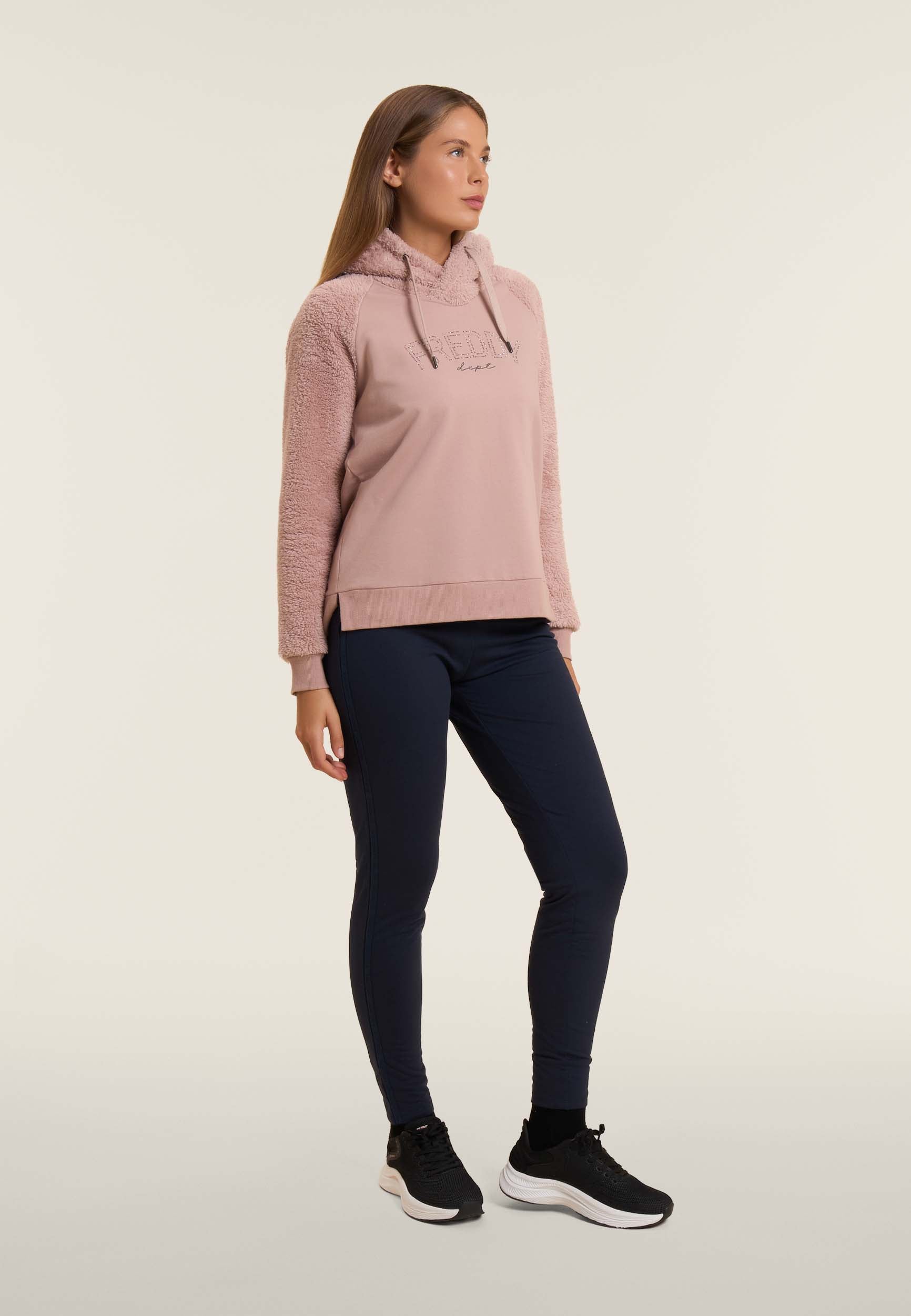 freddy-felpa-con-cappuccio-incrociato-e-maniche-in-sherpa-donna image 2