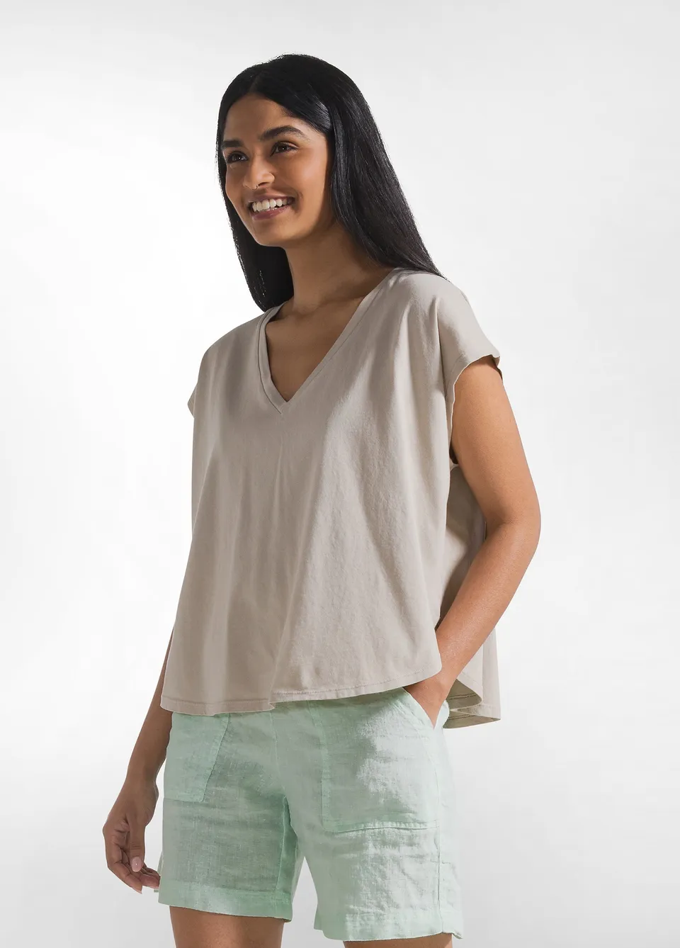 deha-t-shirt-loose-fit-in-jersey-organico-beige image 1