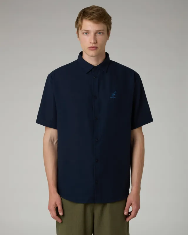 australian-doric-shirt-camicia-canvas-eclipse-blue-manica-corta image 1