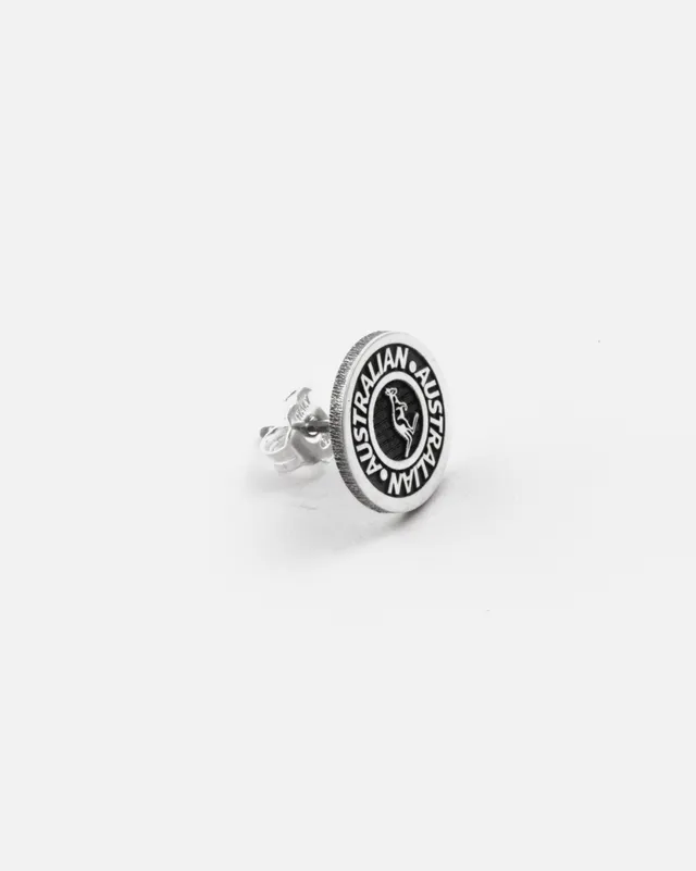 australian-icon-stud-orecchino-lobo-tondo-singolo-10-mm-brunito-lucido-made-in-i image 1