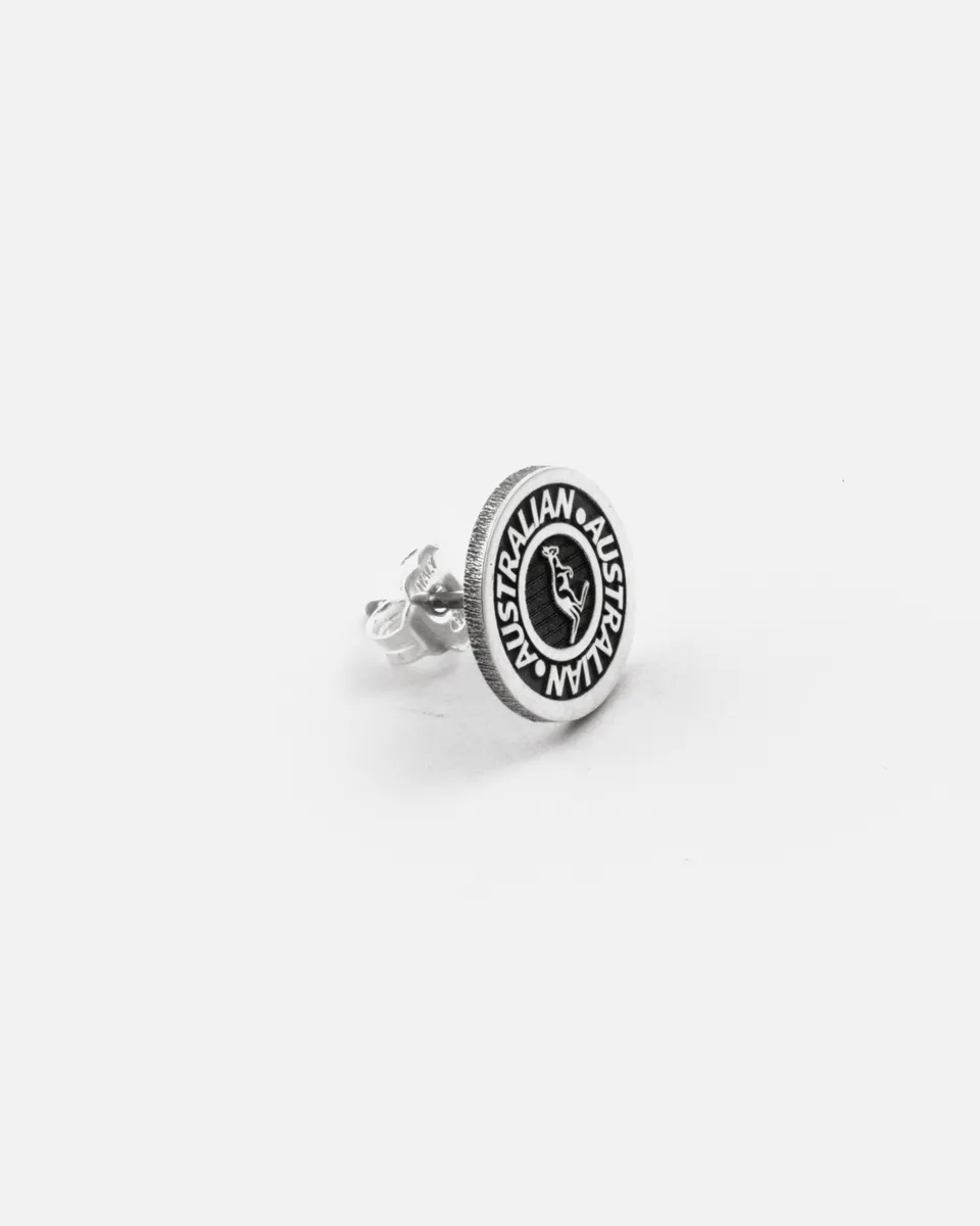 australian-icon-stud-orecchino-lobo-tondo-singolo-10-mm-brunito-lucido-made-in-i image 1