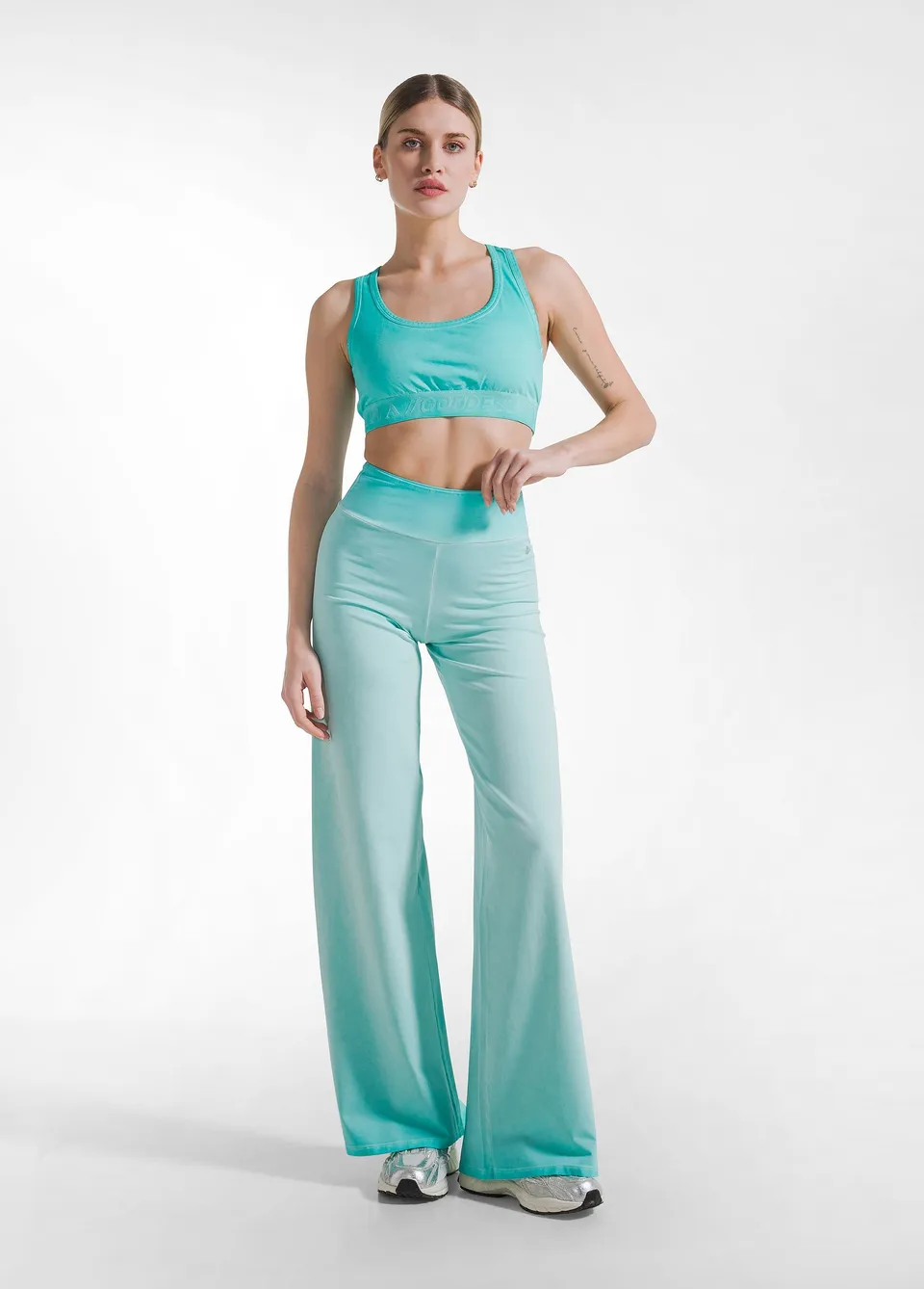 deha-set-top-e-pantaloni-ampi-effetto-fade-verde image 1
