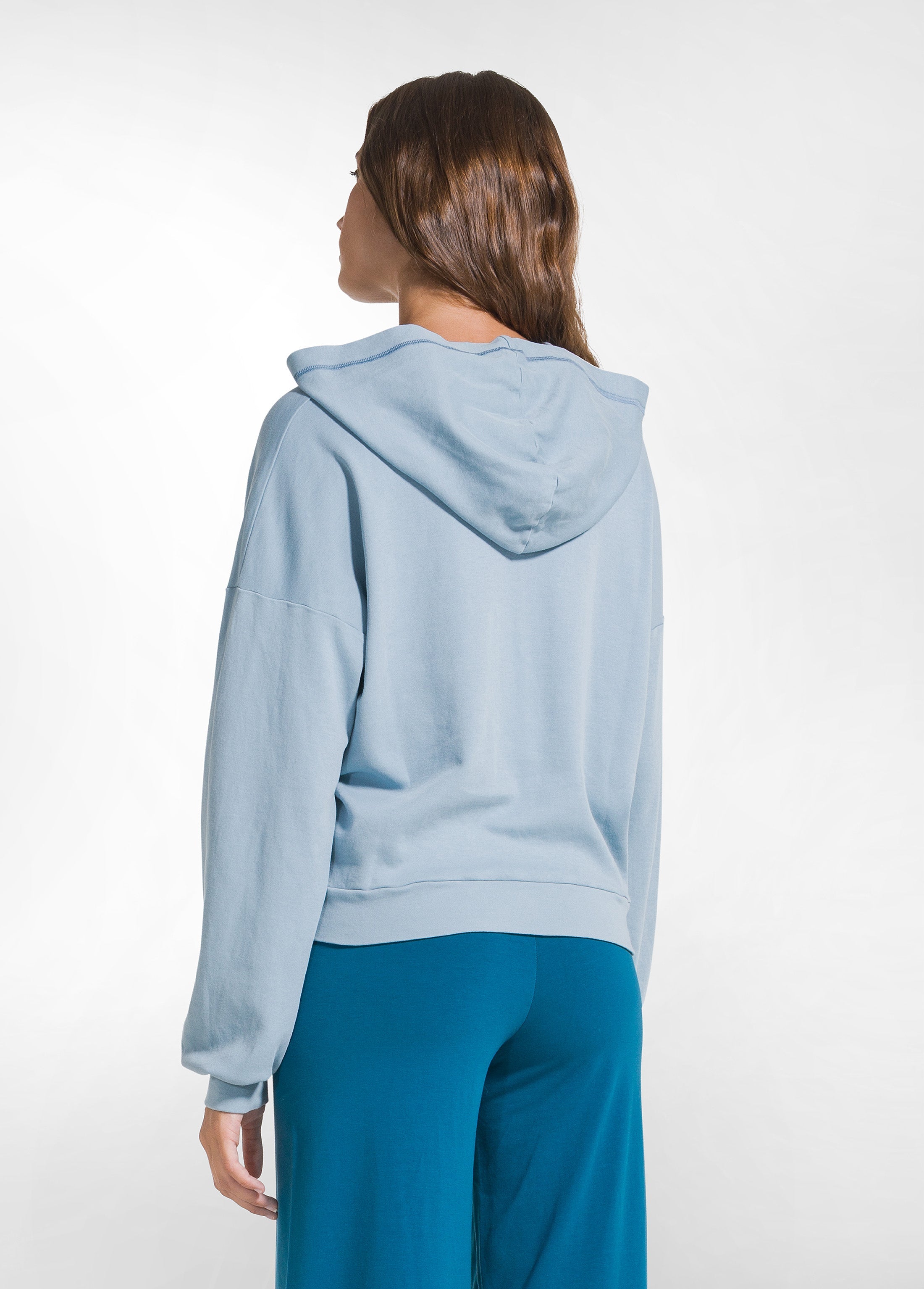 deha-felpa-con-cappuccio-d52050-in-cotone-organico-blu image 2