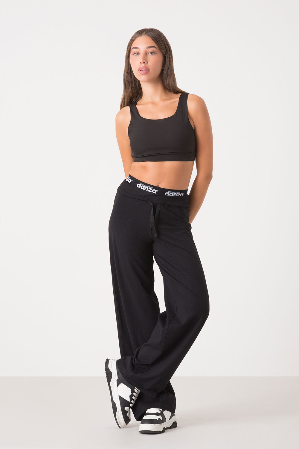dimensione-danza-basic-pantalone-donna-in-jersey-stretch-con-elastico-jacquard image 3