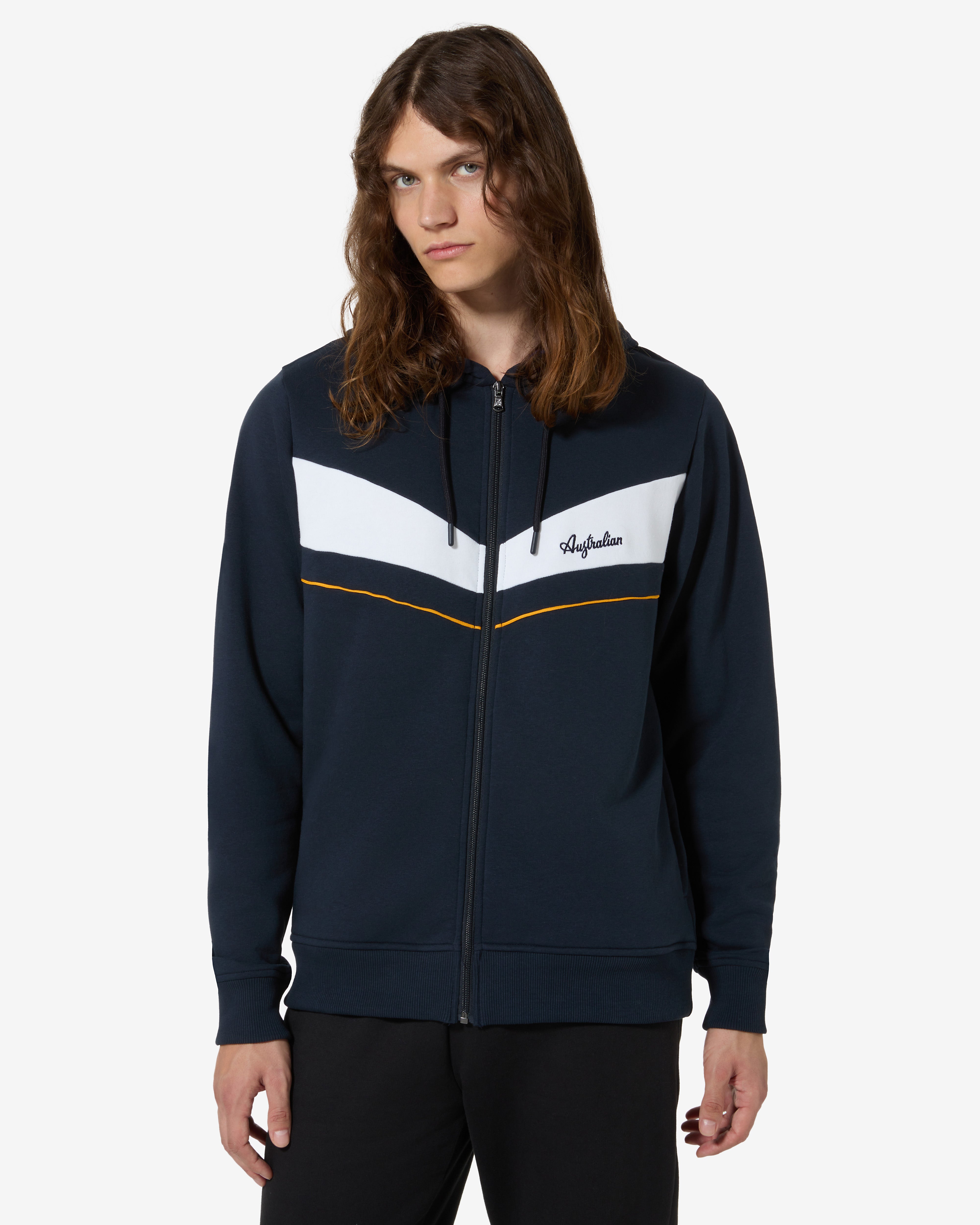 australian-raw-pink-track-jacket-giacca-felpa-blu-navy-made-in-italy image 1