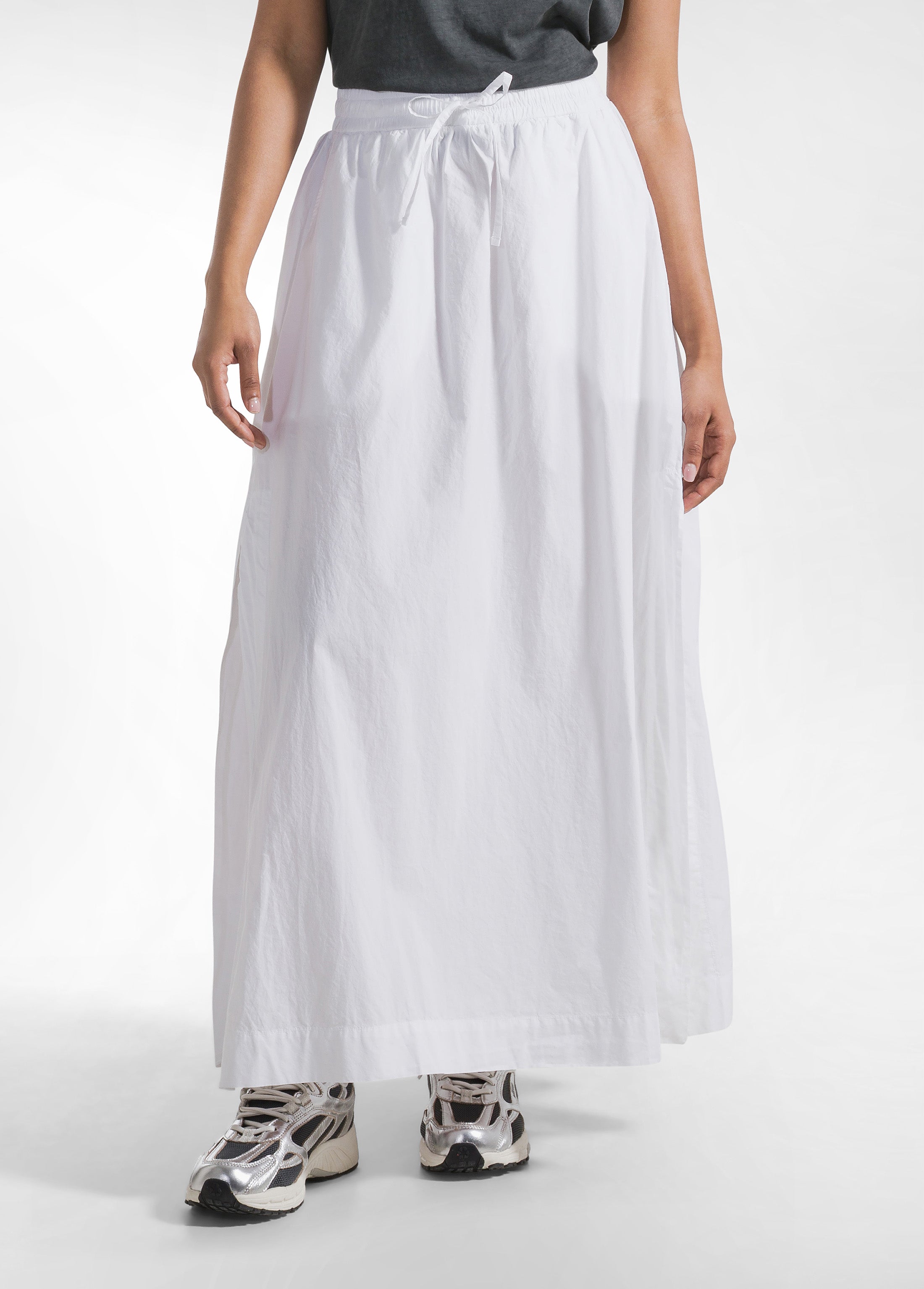 deha-d42725-gonna-maxi-in-popeline-effetto-parachute-bianco image 2