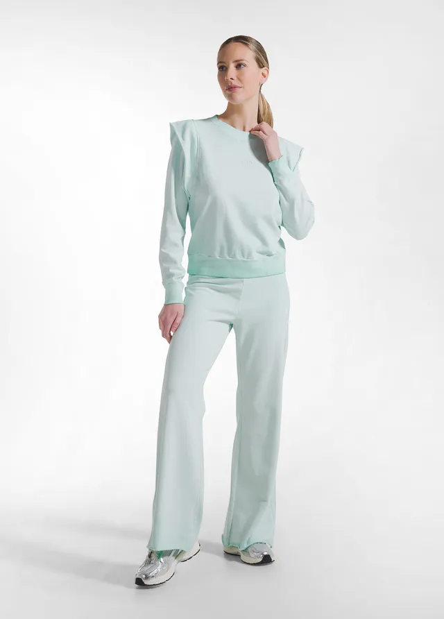deha-completo-felpa-girocollo-e-pantaloni-flare-sfumato-blu image 1