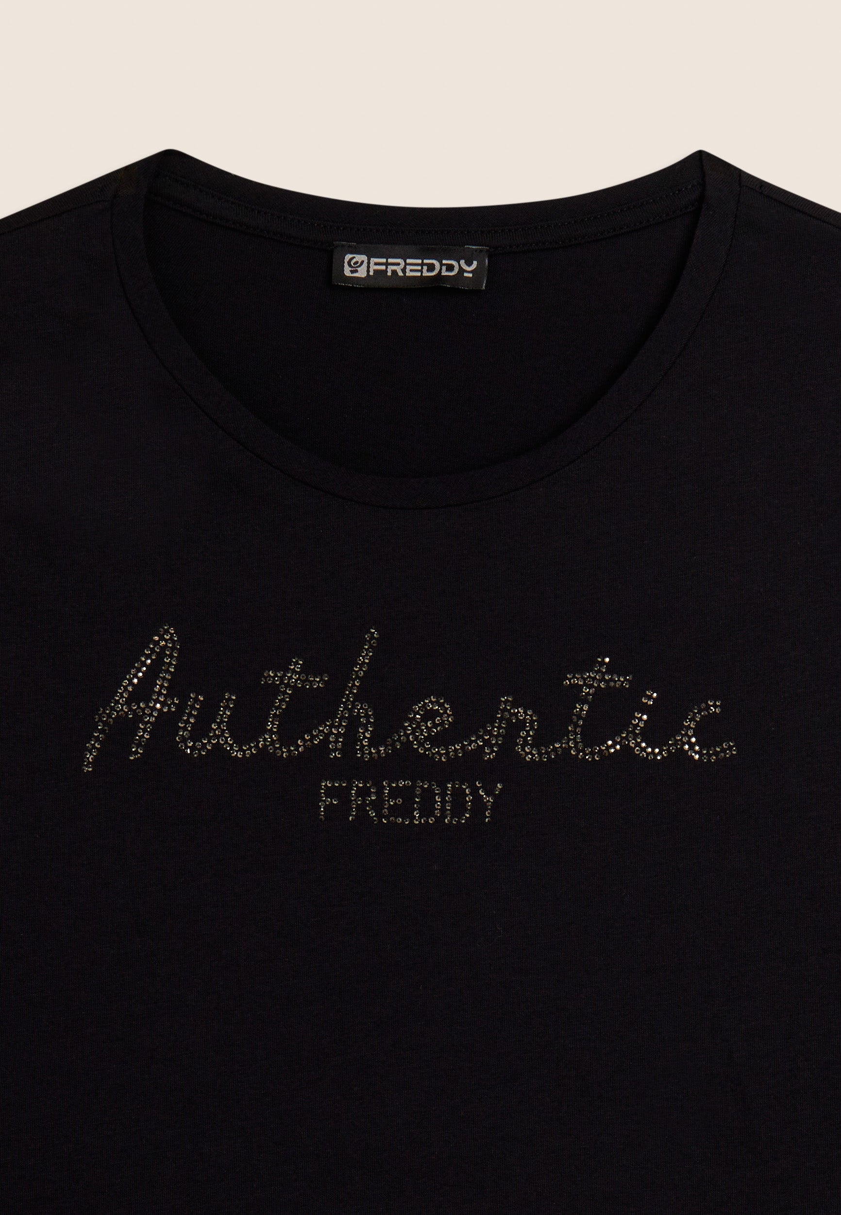freddy-t-shirt-authentic-manica-3-4-logo-strass-cotone-modal image 8