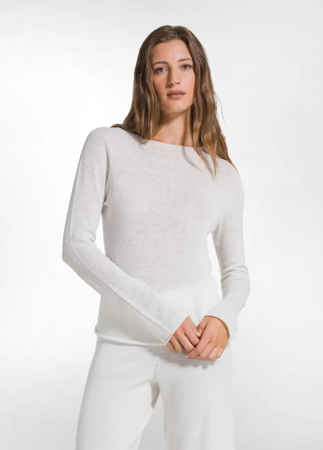 deha-maglia-girocollo-lana-leggera-d52712-bianco-donna image 1