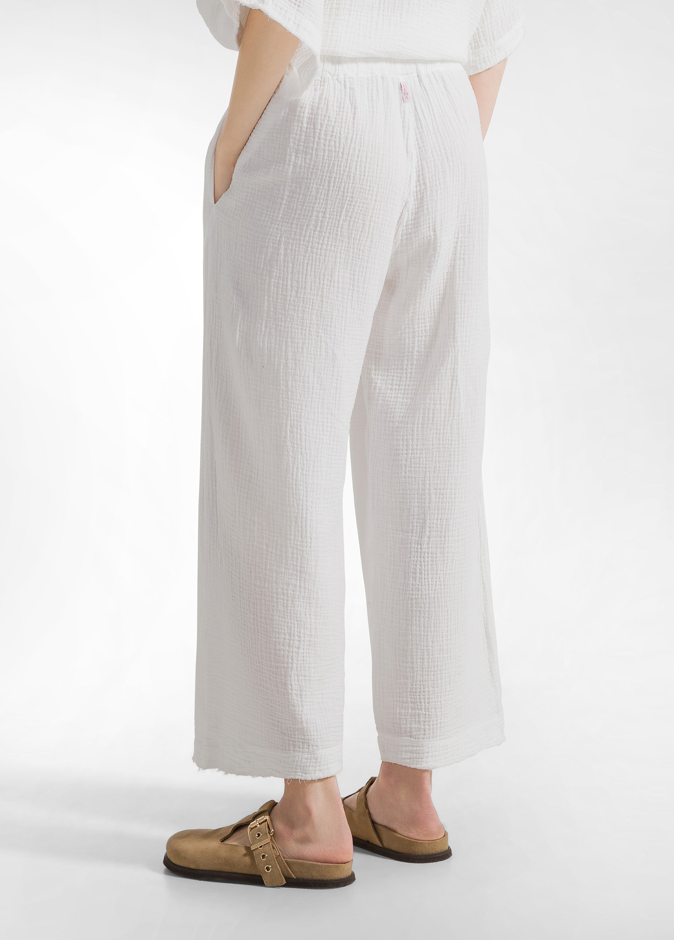 deha-pantalone-cropped-in-garza-di-cotone-bianco image 3