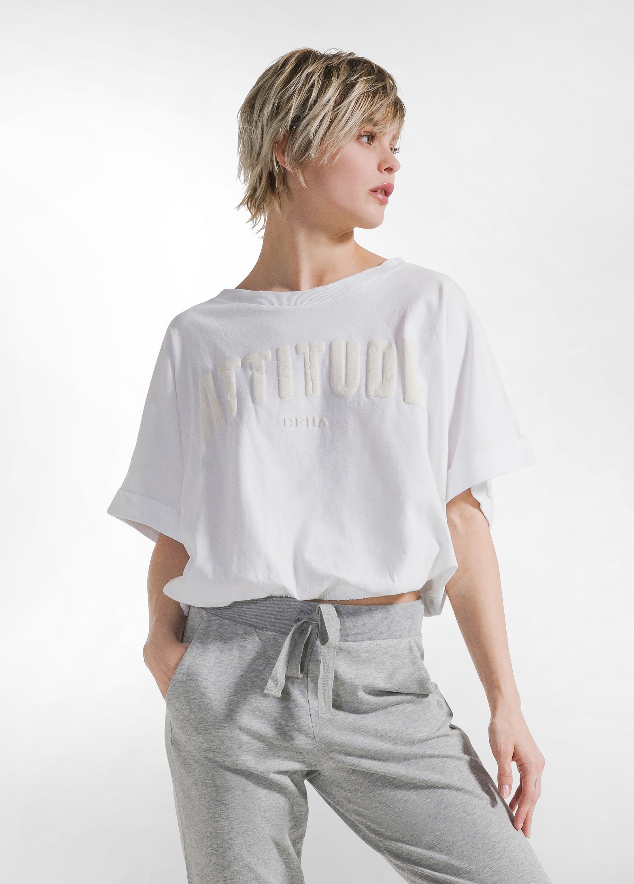 deha-c22082-t-shirt-ampia-effetto-sfumato-bianco image 1
