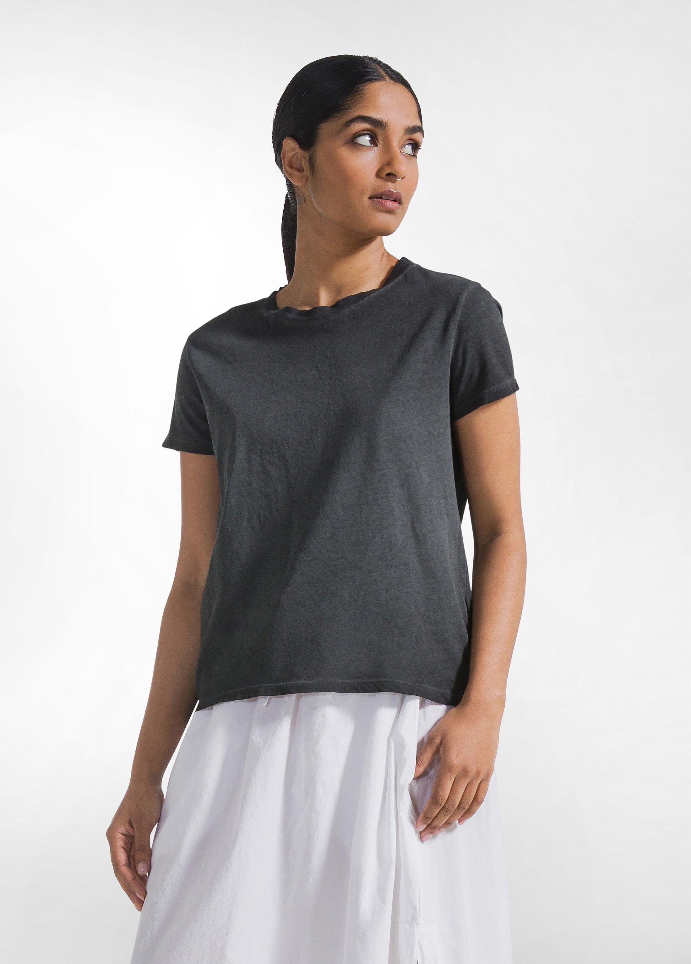 deha-t-shirt-effetto-sfumato-in-cotone-organico-nero-d42780 image 1