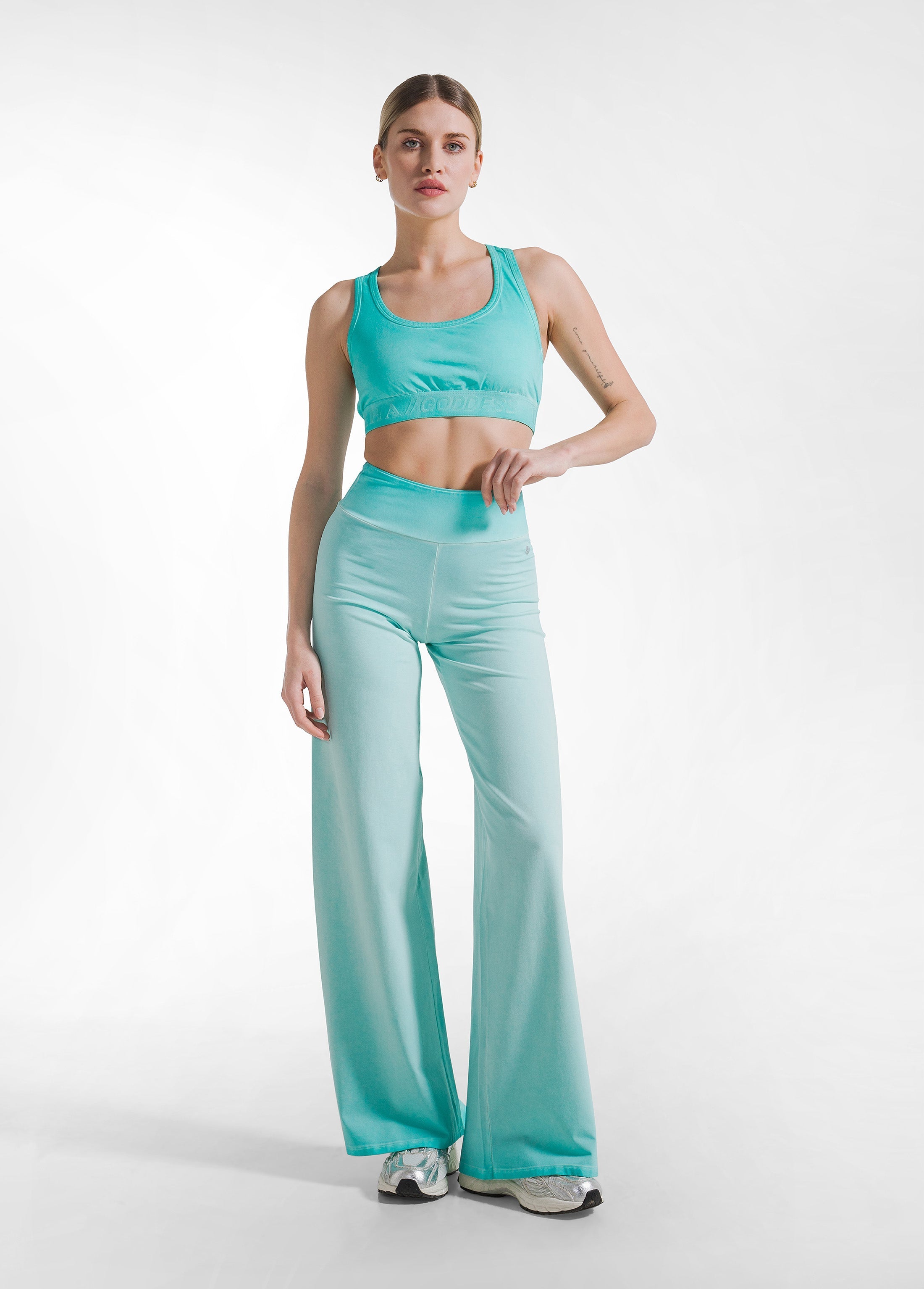 deha-set-top-e-pantaloni-ampi-effetto-fade-verde image 1