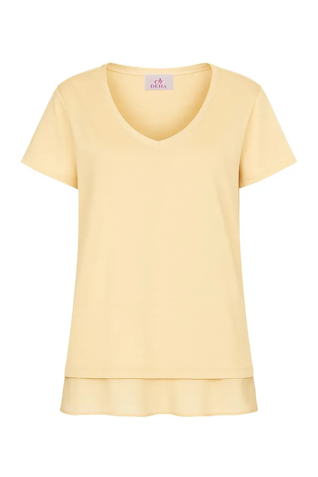 deha-t-shirt-in-cotone-con-dettagli-in-seta-rosa-d42492-maglia-casual-chic image 1