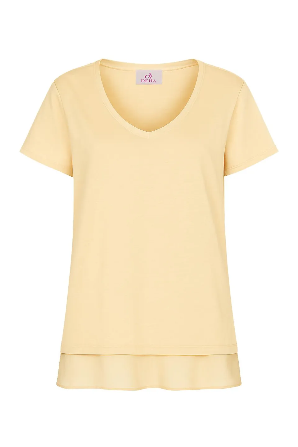 deha-t-shirt-in-cotone-con-dettagli-in-seta-rosa-d42492-maglia-casual-chic image 1