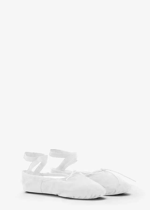 deha-mezze-punte-danza-in-canvas-bianco-con-sacchetto-rete image 1
