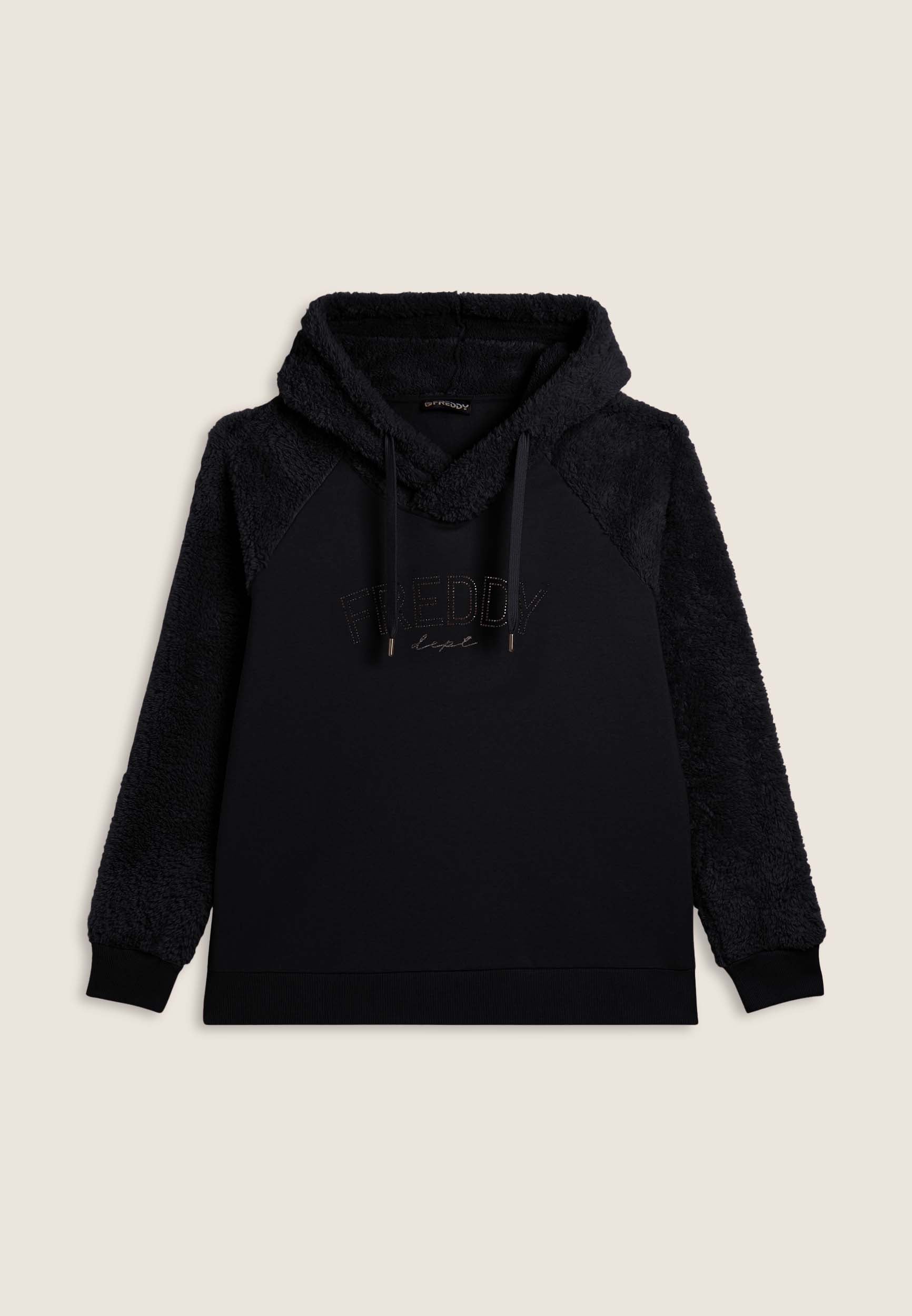 freddy-felpa-con-cappuccio-incrociato-e-maniche-in-sherpa-donna image 8