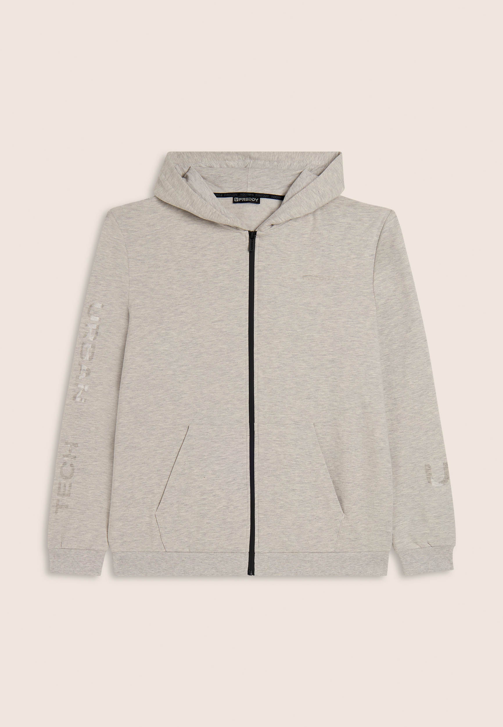 freddy-felpa-full-zip-con-cappuccio-m-lange-e-stampa-lucida image 1